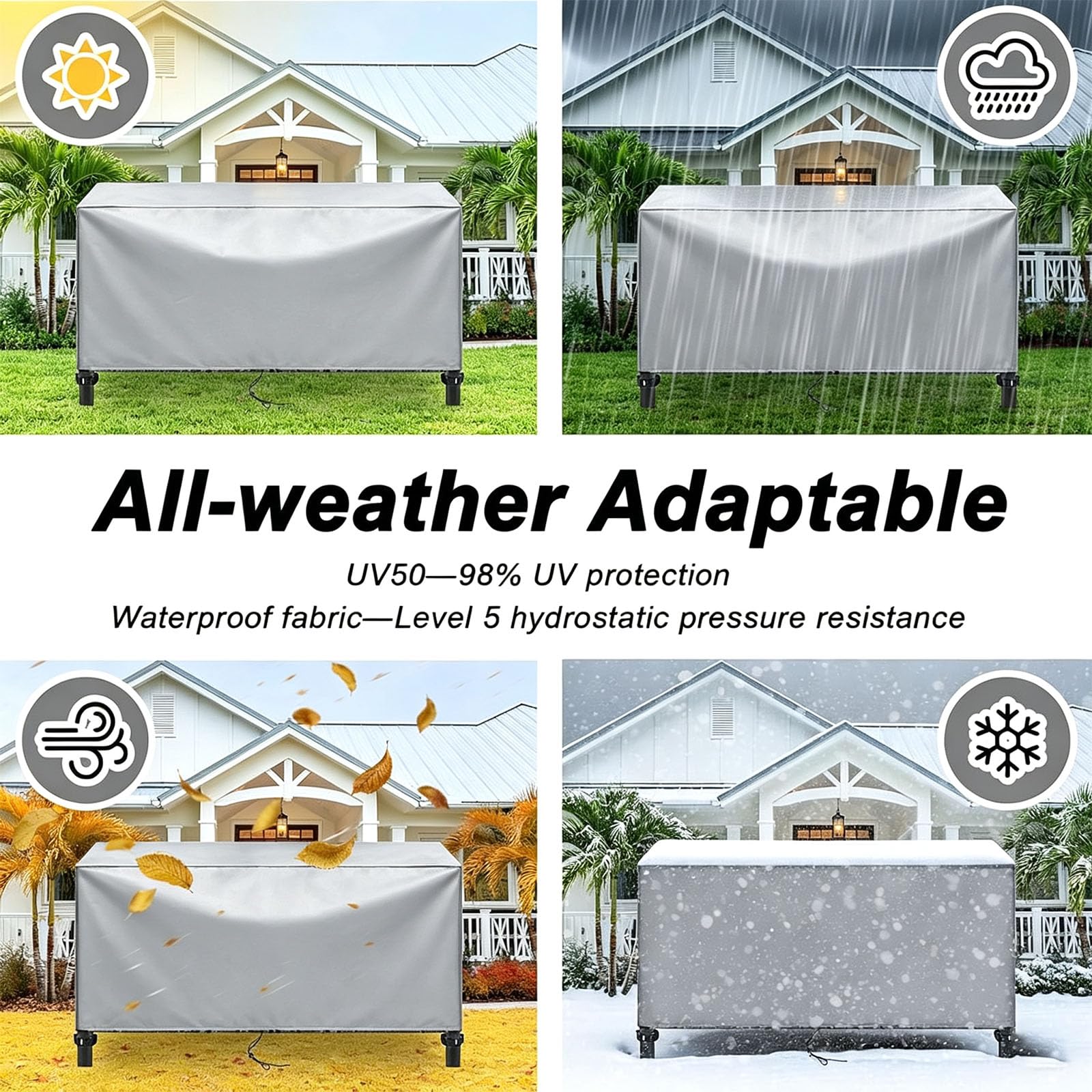 Abdeckung Gartenmöbel Wasserdicht 280x280x95cm (LxWxH) Abdeckung für Gartentisch Winterfeste mit Zugkordel und Winddichte für Europaletten, Palettenmöbel, Gitterboxen, Gartenmöbel und Grill