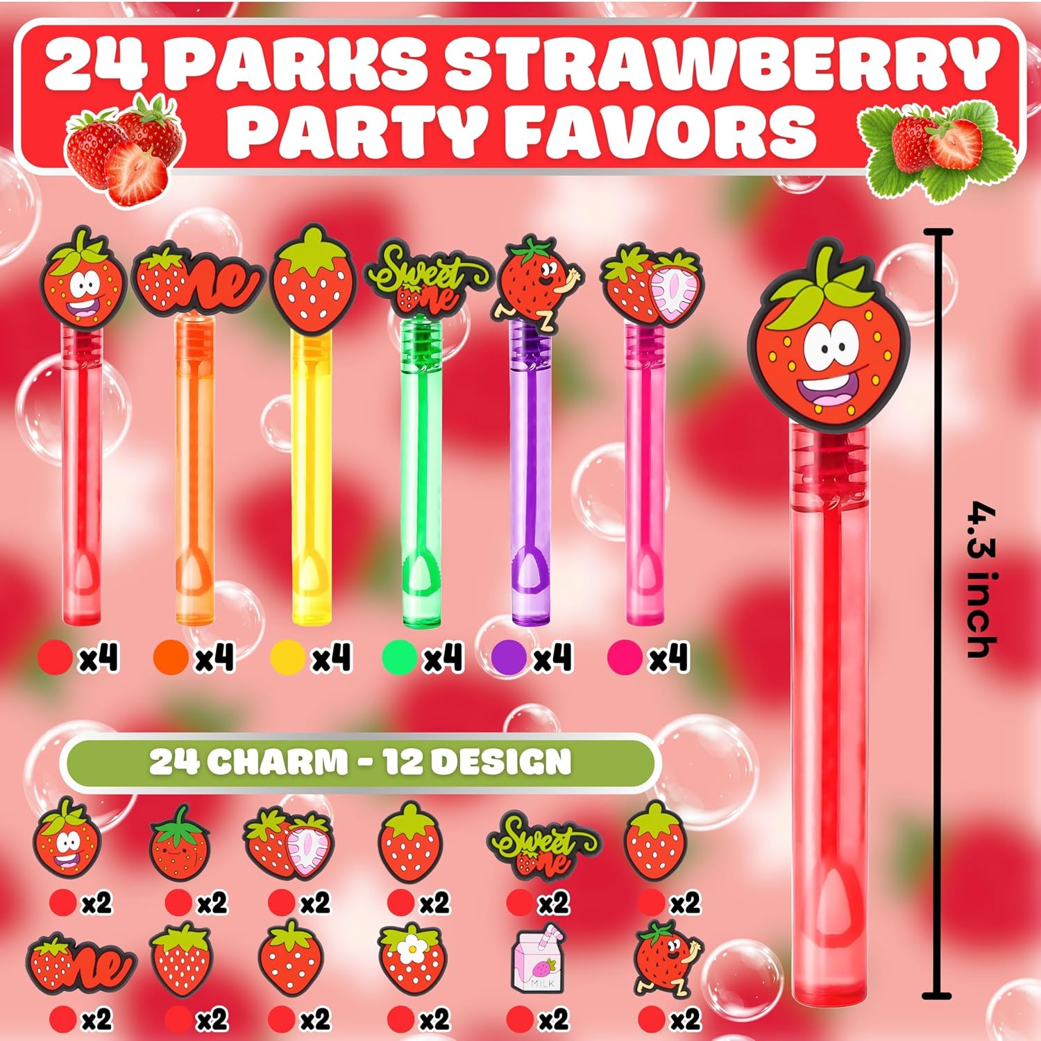 Strawberry Party Favors for Kids - 24PCS Fruit-Themed Bubble Wands image 3