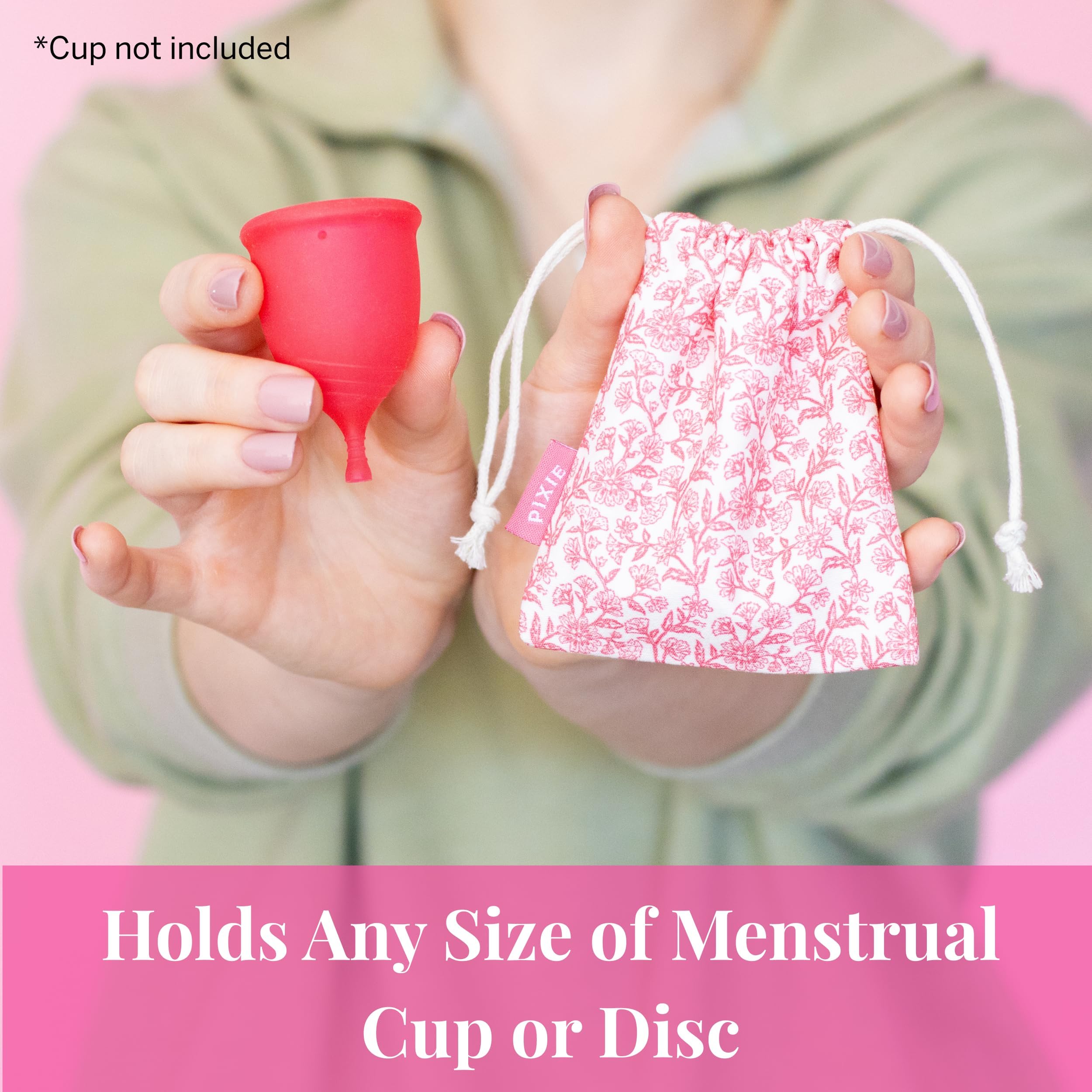 Pixie Menstrual Cup Storage Bag – etui z 100% organicznej bawełny na kubeczek i dysk menstruacyjny oraz kulki Kegla – wielorazowy, oddychający pokrowiec do przechowywania