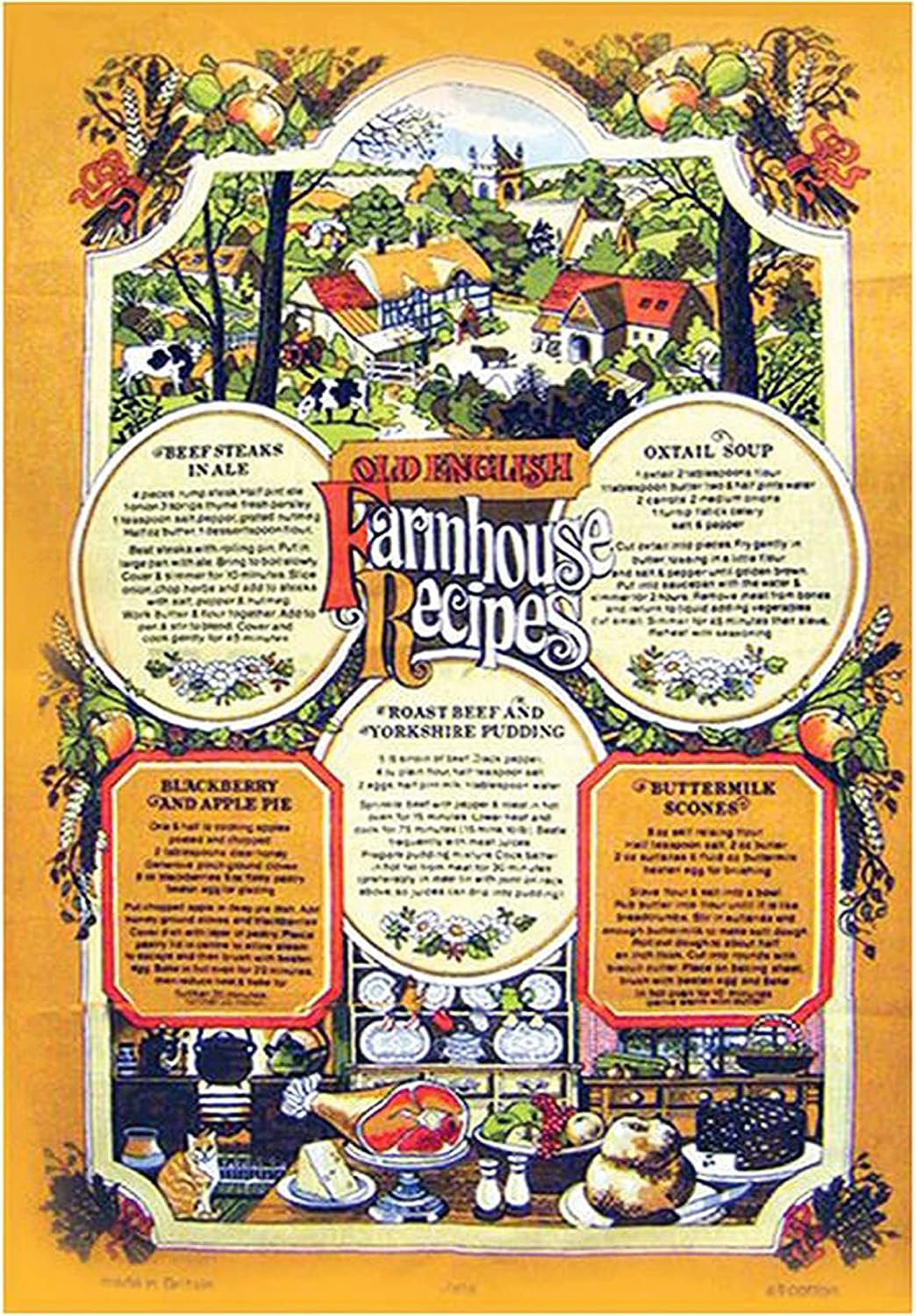 Auntie Morags Eddingtons Farmhouse Recipes Tea Towel, Orange