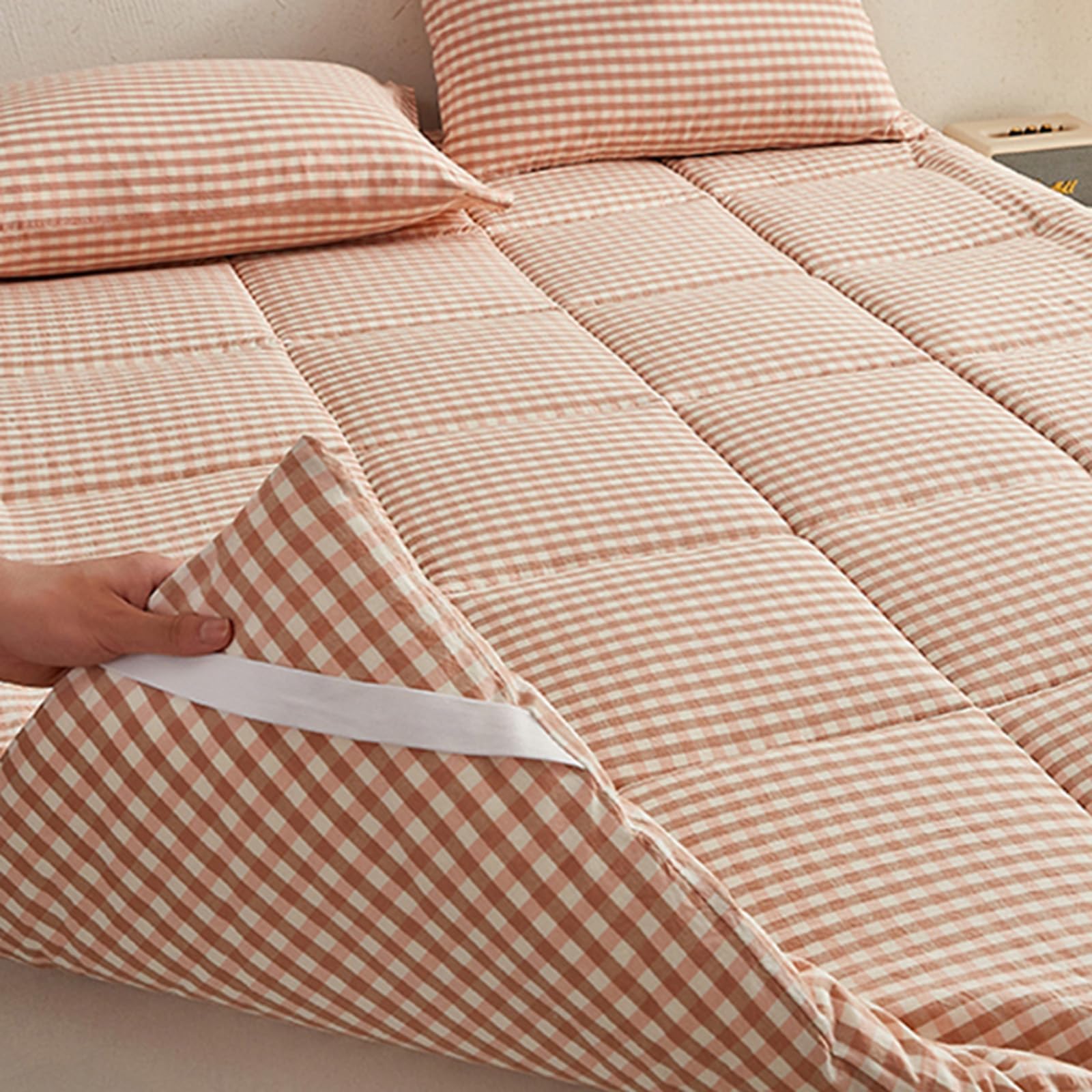 Portatile Materasso Futon Pieghevole Giapponese con Elastico, Arrotolabile Materassino da Campeggio Matrimoniale/Singolo, Spesso Materassino Pieghevole Tatami per Viaggi,D,120x200cm/47x79in