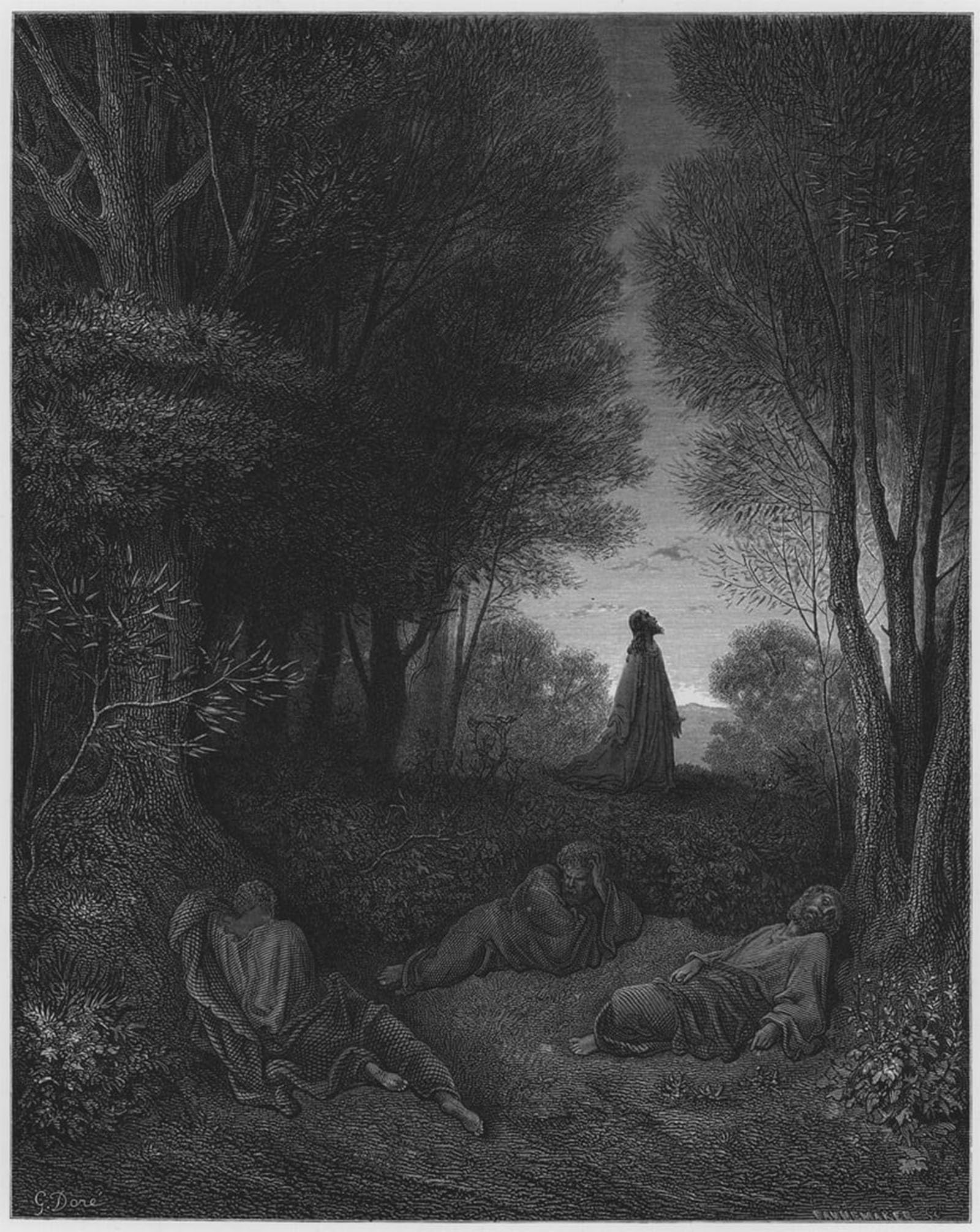 SERENDIPITP Abstract Painting Mural Print Picture Wall Decor Painting Bible Jesus Praying in the Garden by Gustave Dore Vintage Wall Artwork for Home Decor 60x90cm