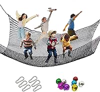 TONGMO 6.5x9.8ft Double Layer Climbing Cargo Net for Kids Playground, Treehouse, Backyard Safety Net with Carabiners & Bag