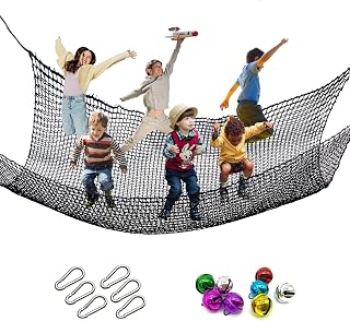 TONGMO 6.5x9.8ft Double Layer Climbing Cargo Net for Kids Playground, Treehouse, Backyard Safety Net with Carabiners & Bag