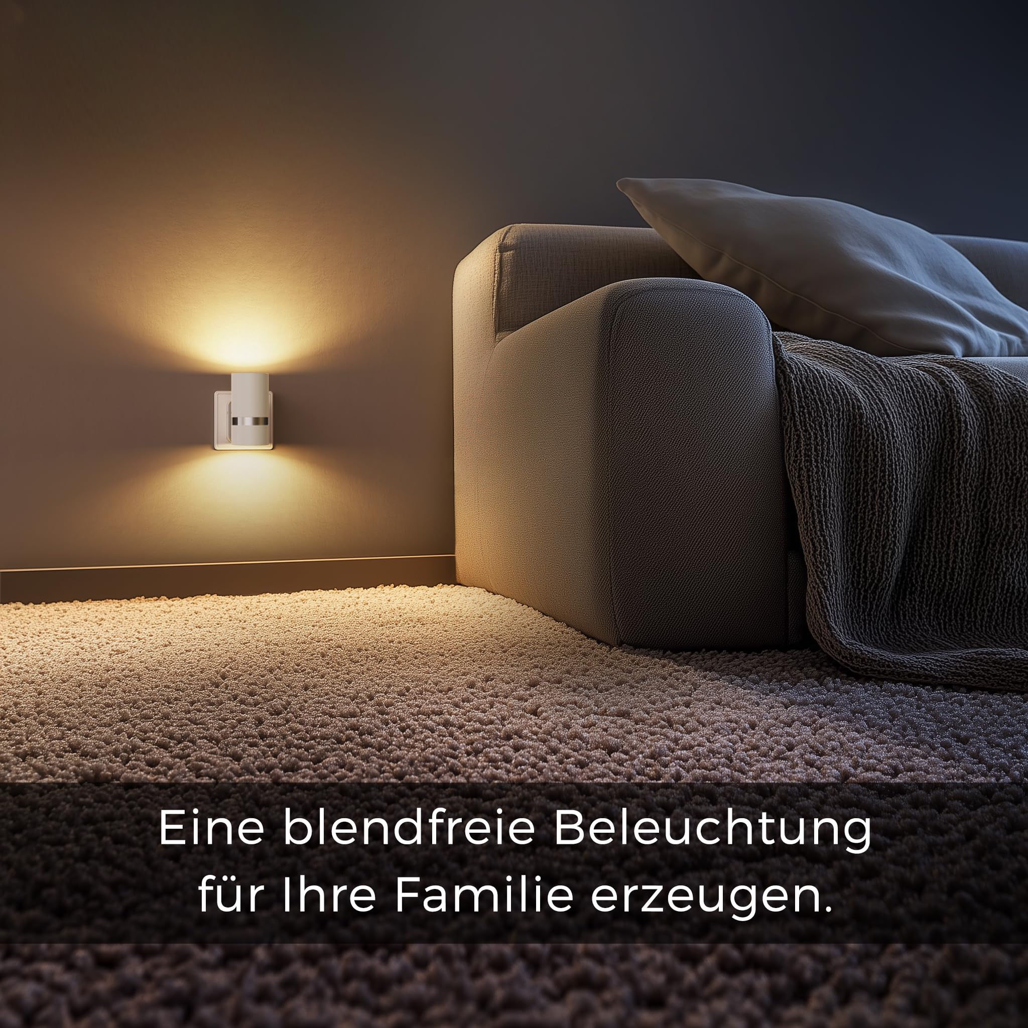 LOHAS-LED Luce notturna da parete moderna con rilevatore crepuscolo-alba [1 unità] - Luminosità regolabile 0-100 lm, bianco caldo 3000 K per corridoio, bagno, scala e camera da letto | Installazione