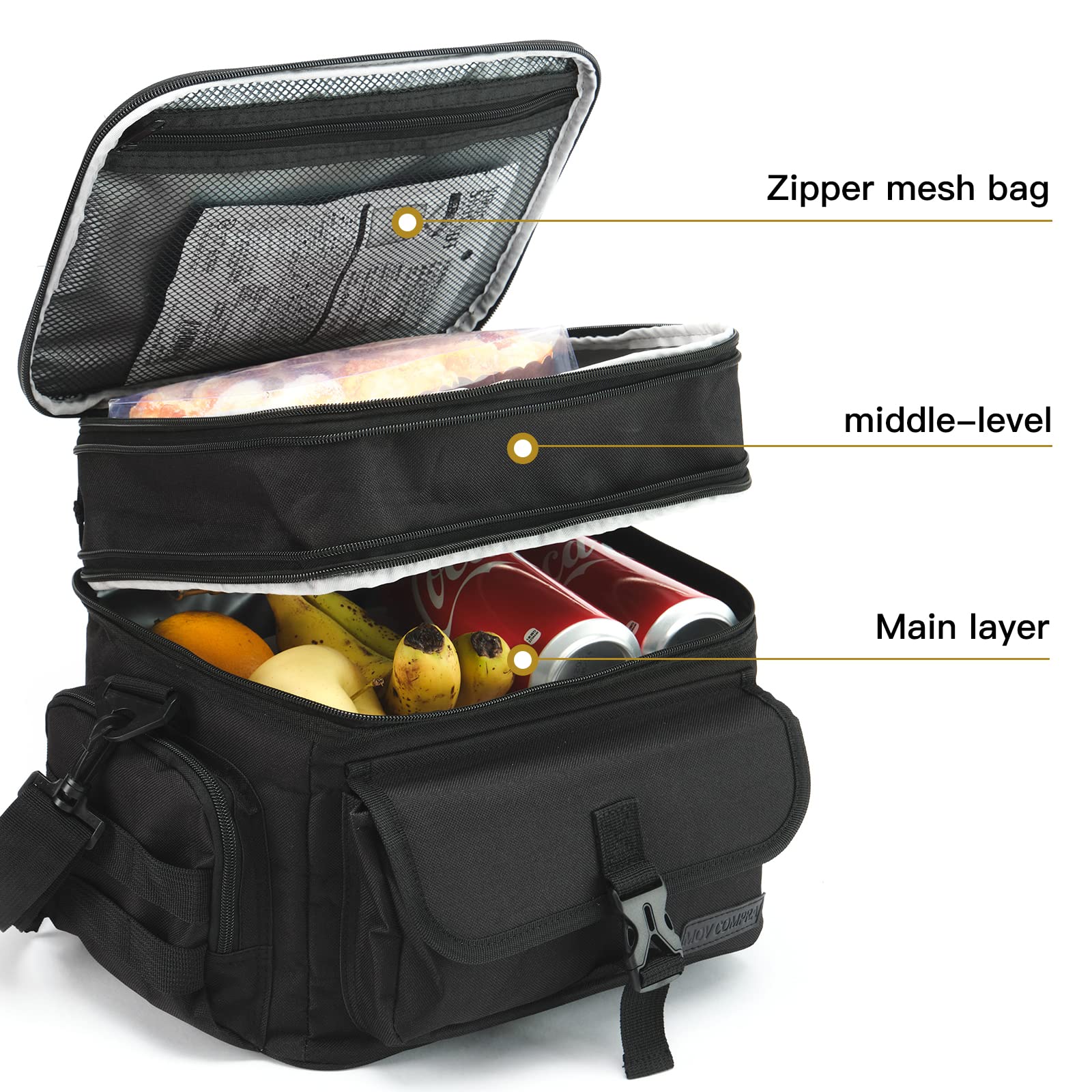 MOV COMPRA Lonchera táctica para hombre, expandible, doble cubierta, aislada, a prueba de fugas, gran capacidad, con bolsa para botella de agua Molle, para adultos, para trabajo, picnic, campamento