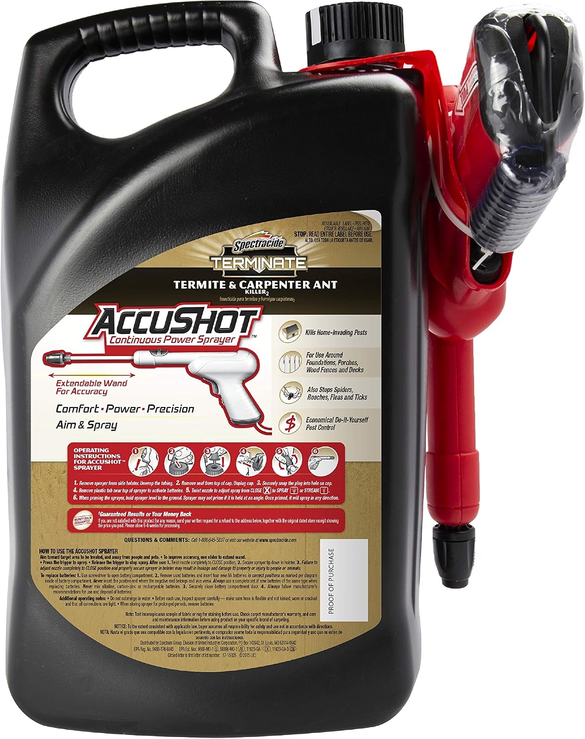 Spectracide Terminate Termite & Carpenter Ant Killer, Localized Control Termite Spray, Kills Wood-Destroying Insects , 1.33 Gallon (RTU Spray)