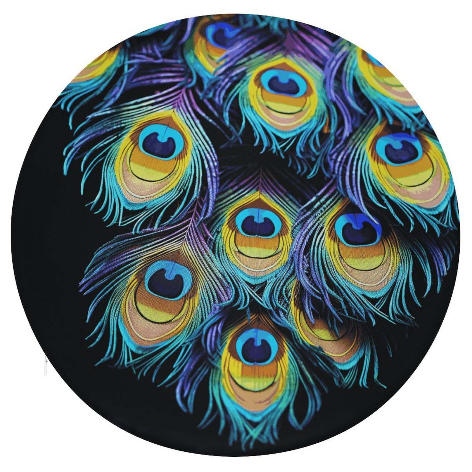 Coussin de chaise rond haut de gamme en mousse à mémoire de forme et plumes de paon
