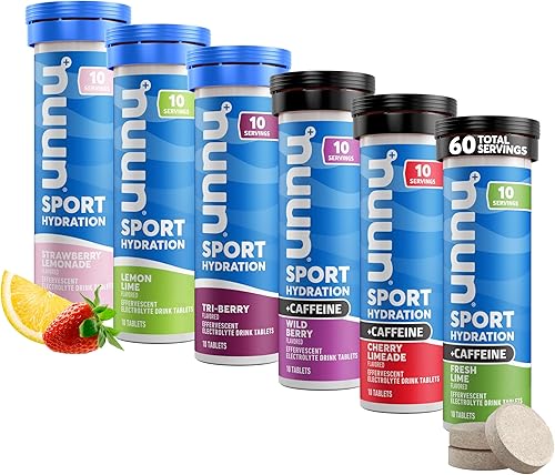 Nuun Sport + Tabletas de electrolitos de cafeína, disolvibles en agua, paquete variado, 5 electrolitos esenciales para hidratación, 0.04 onzas de