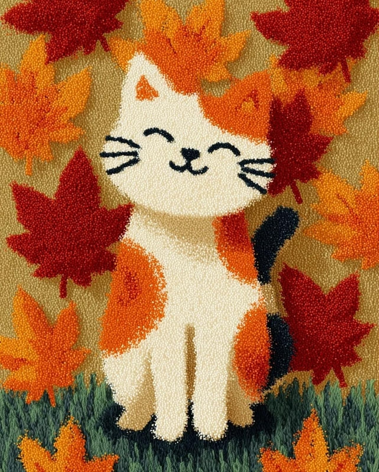Wallphantom Rug Making Kit for Adults Beginners,Maple Leaves and Cats