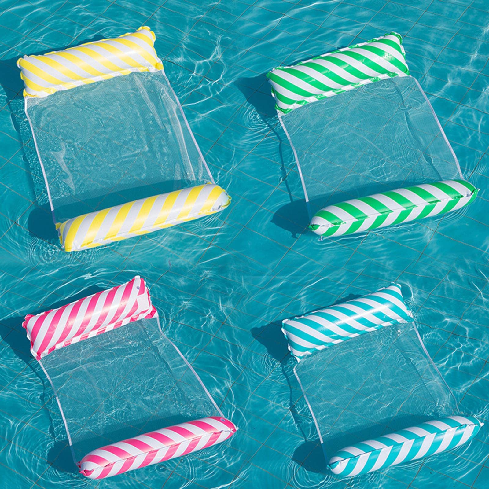 Lot de 5 hamacs flottants gonflables pour piscine Jaune 122 x 70 cm