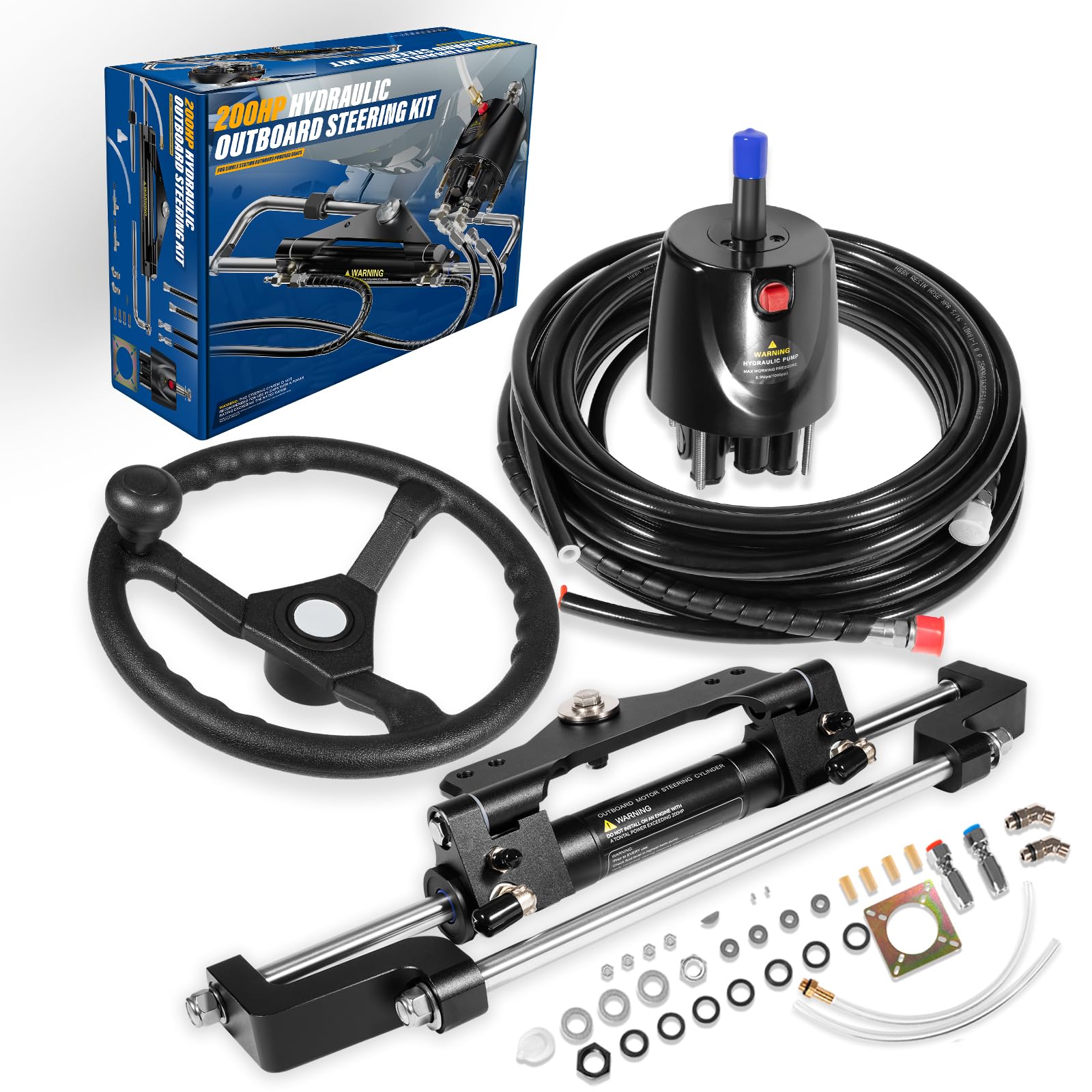 Cancl Trolling Motor Steering Kit 200HP Hydraulic Outboard Steering Kit ...