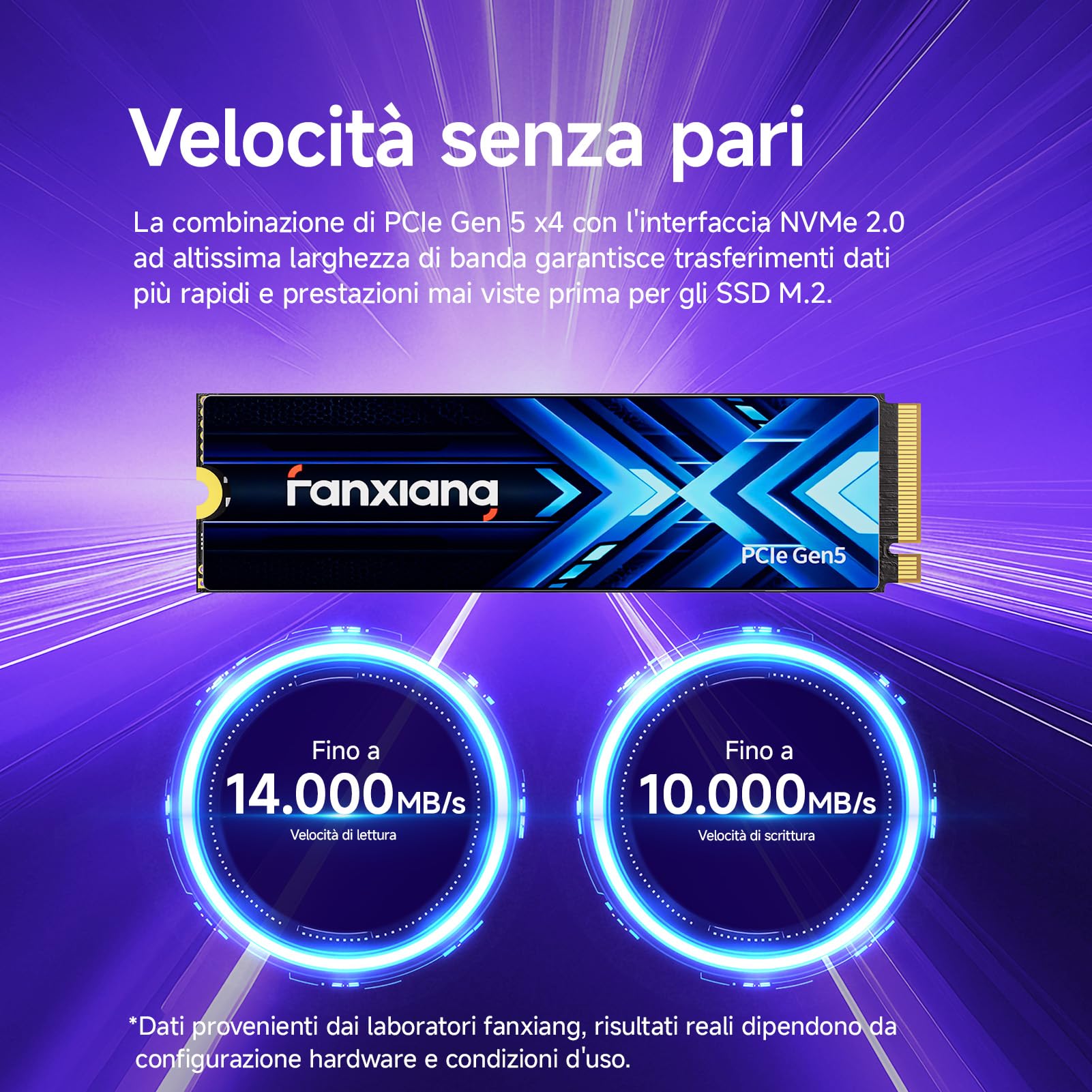 fanxiang SSD NVMe 2TB M.2 2280 PCIe 5.0 DRAM, fino a 14000 MB/s, S910 Pro | 232-layer 3D NAND TLC, LPDDR4 DRAM, NVMe 2.0, DirectStorage, fino a 10000 MB/s in scrittura