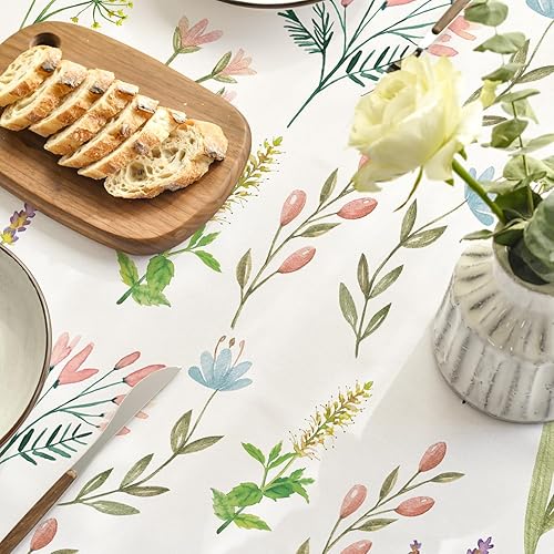 Miniatura 5 de Horaldaily Mantel de primavera y verano de 60 x 84 pulgadas, diseño de flores silvestres y flores silvestres para decoración de fiestas, picnic y