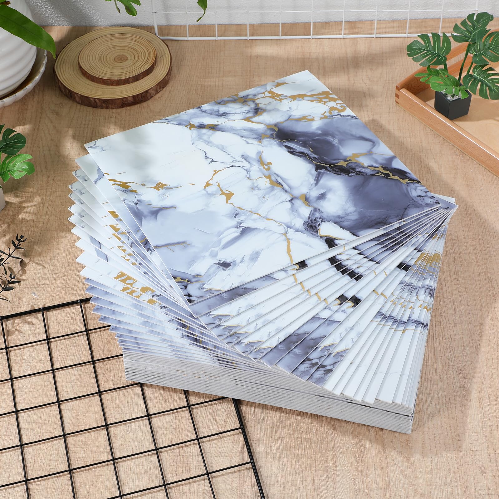 40 Pièces Peel And Stick Marble Wall Tiles Self-adhesive Panels For Kitchen Bathroom Ceiling Renovation And Easy DIY Home Decor