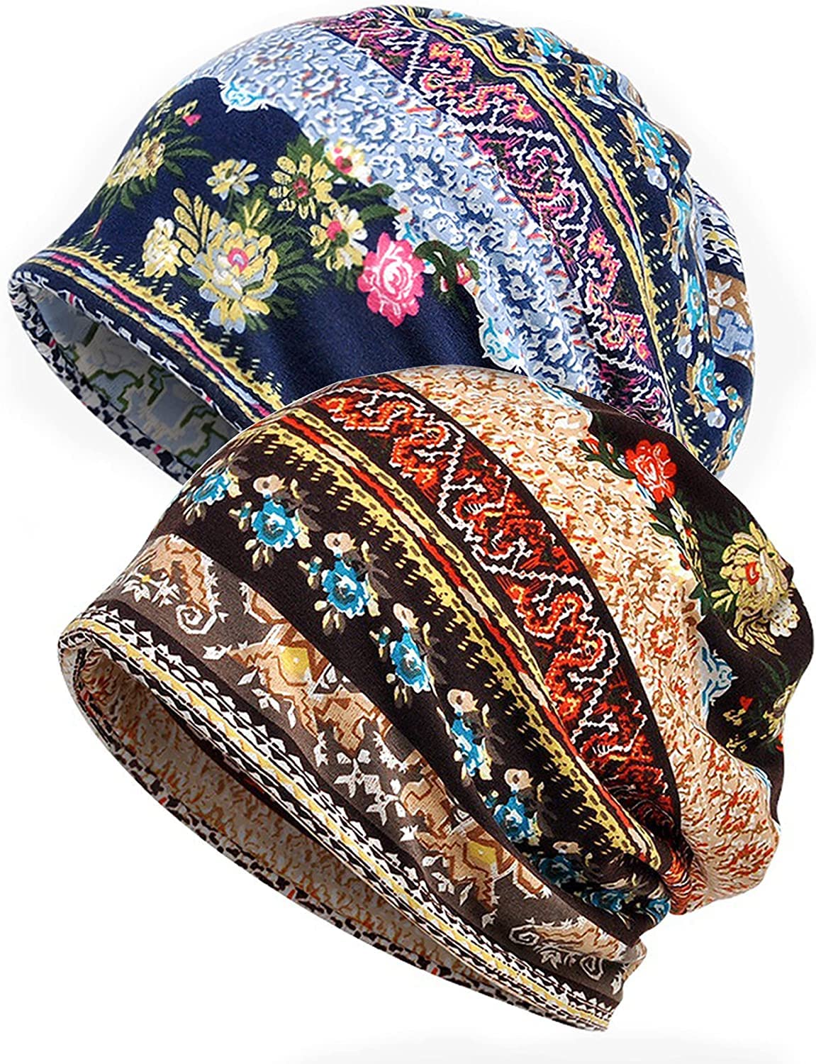 Cotton Slouchy Beanie Hip-Hop Soft Lightweight Running Beanie Adult Dwarf Hats Chemo Cap for Men Women（2PCS）