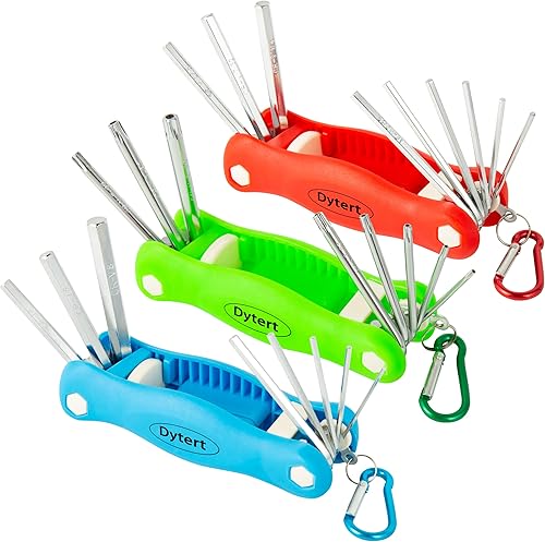 Juego de llaves Allen plegables de 25 piezas, llave hexagonal métricapulgadasestrella, 0.059 in-0.315 in, 564-14, T9-T40, acabado cromado