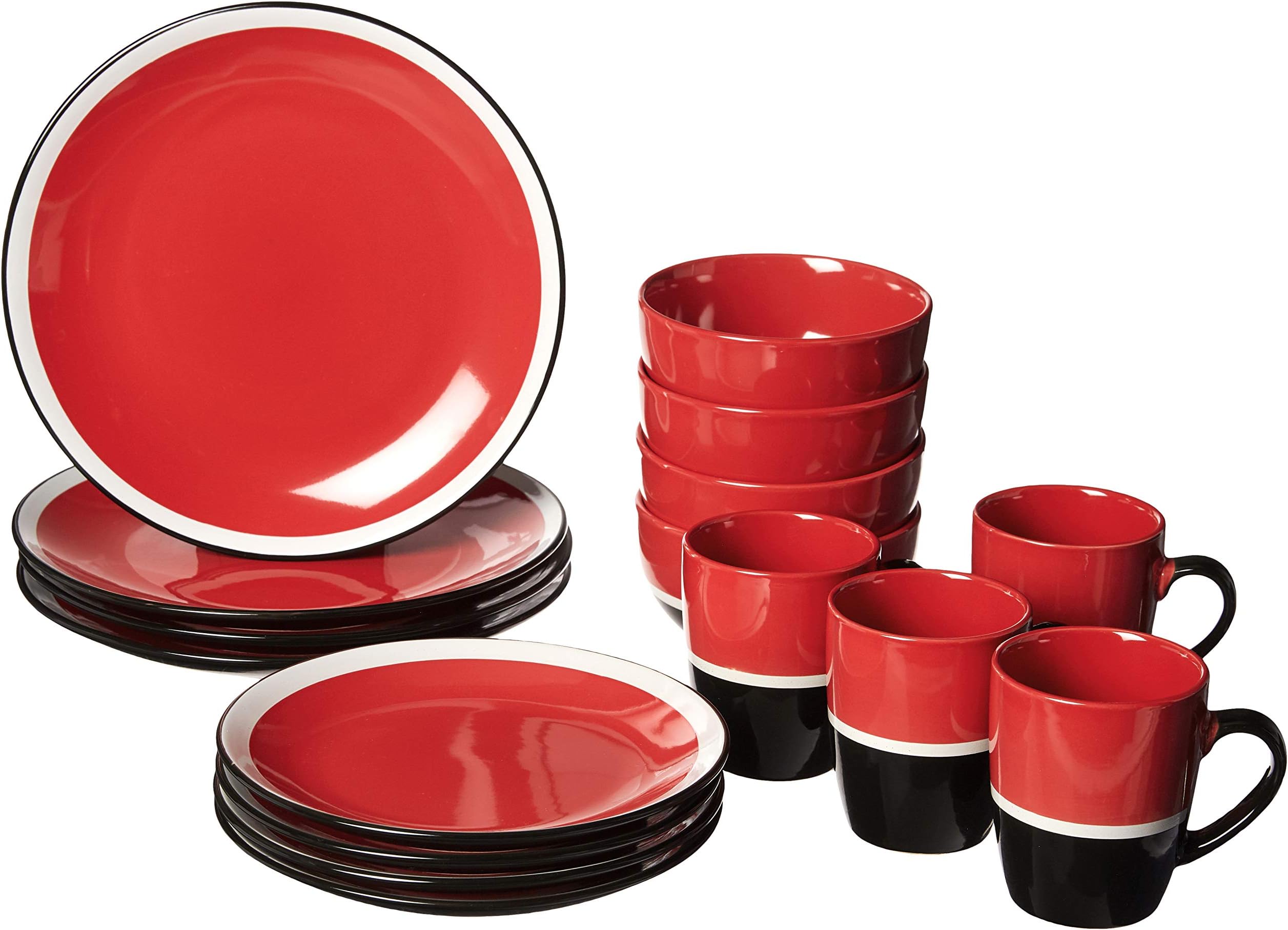 Studio California Color Eclipse 16 Piece Dinnerware Set, Red