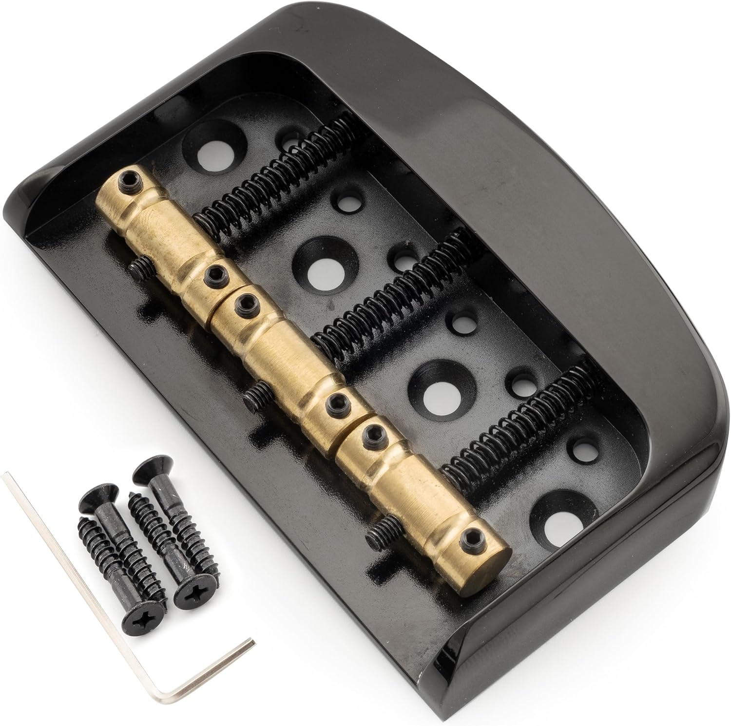 Musiclily Ultra Half Size Short Vintage Tele Bridge with Solid Aluminum Alloy Plate and Brass 3-Saddle, Black