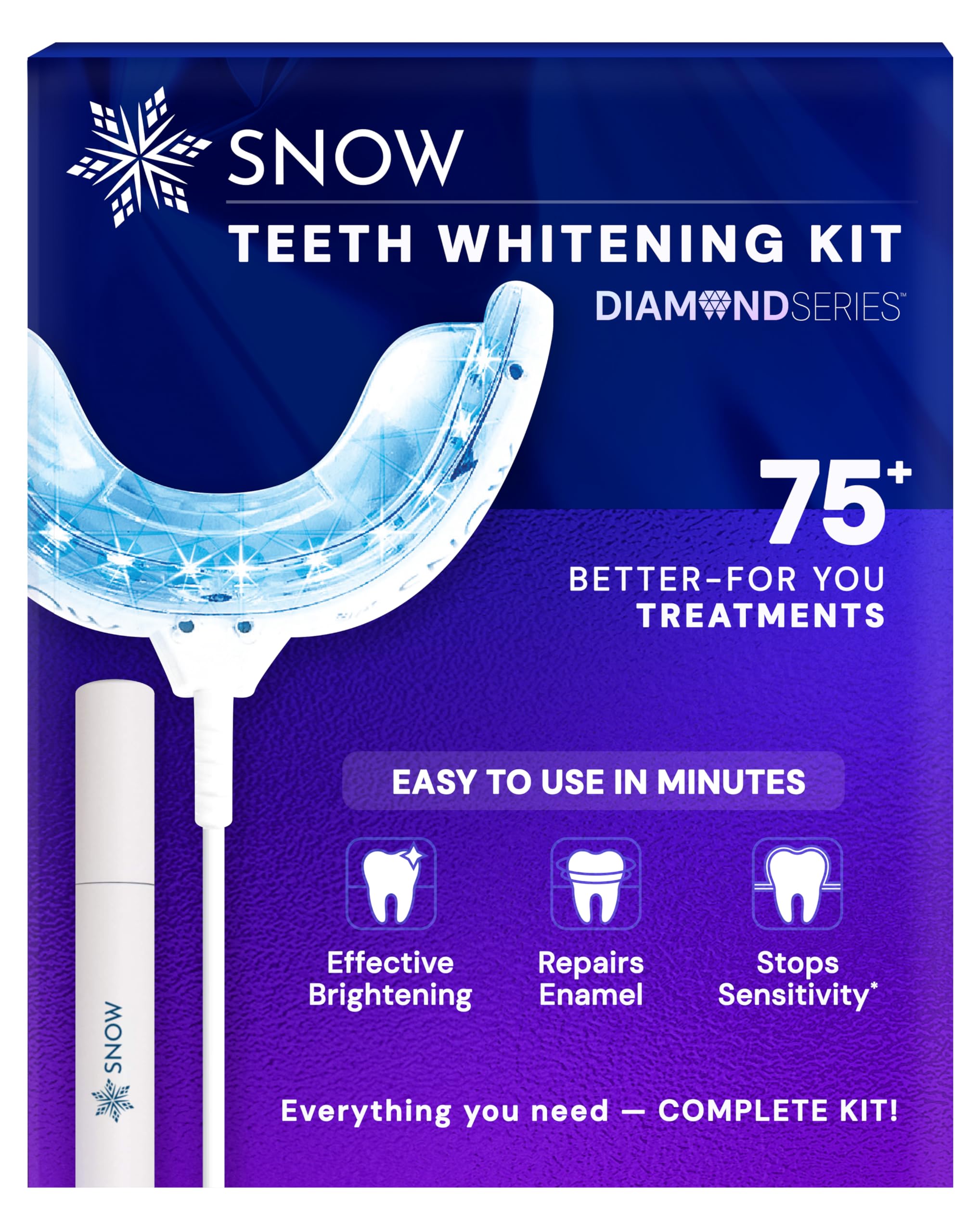 Snow Teeth Whitening Kit - Snow Teeth Whitening Serum and LED Mouthpiece Whitener, Formulated with Hydroxyapatite, Good for 2 Months - Wired Kit with 1 Wand