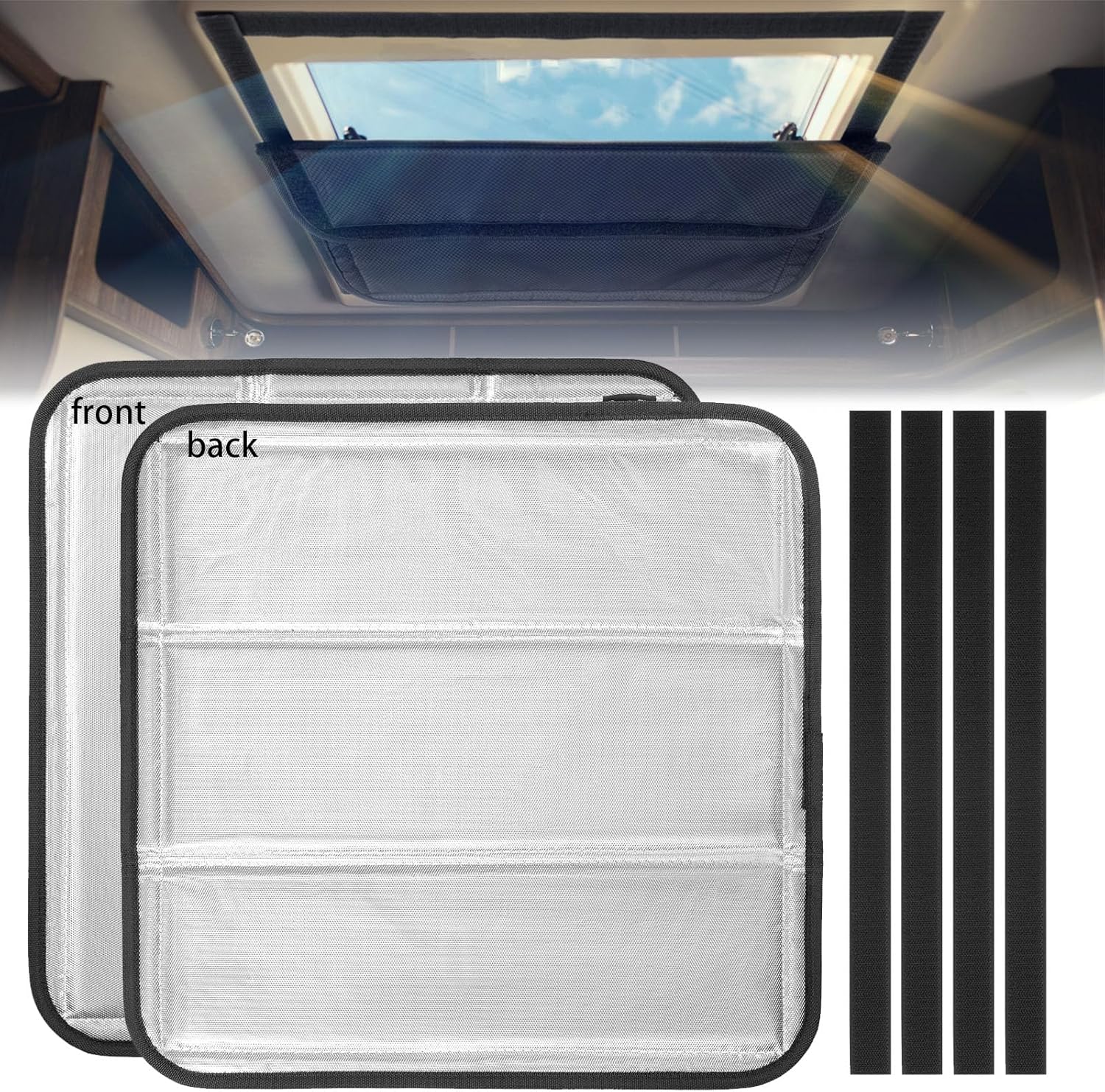 BougeRV RV Skylight Vent Cover, Foldable BothSided Aluminum Film RV Window