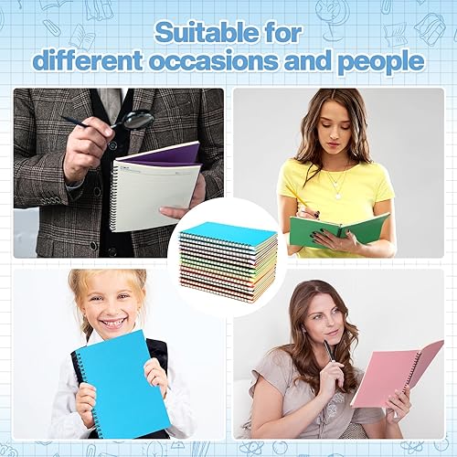 Miniatura 6 de Yeaqee Paquete de 60 cuadernos en espiral a granel, cuadernos de espiral con rayas universitarias de 8.5 x 5.5 pulgadas, 50 hojas de papel grueso,