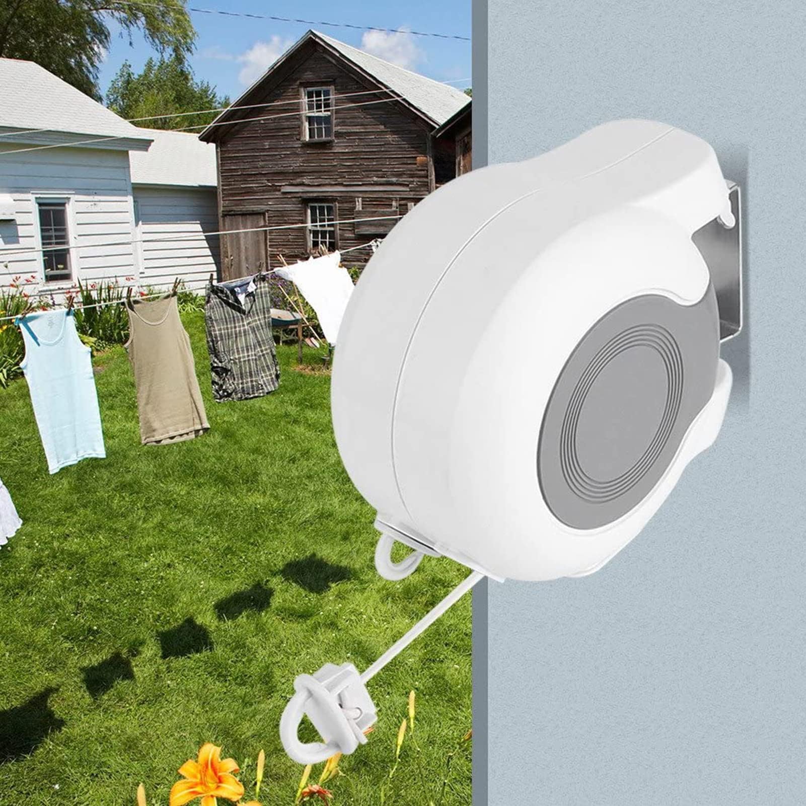 Wäscheleine Ausziehbar Wand, 2 x Ausziehbare Doppel-Wäscheleine Wandmontage für drinnen und draußen, für Badezimmer Camping Garten oder Reise