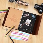 (L, Blue Purple) - Scrapbook Album,ZEEYUAN Leather Vintage Photo Album Memories DIY Scrap Book Refillable 60 Pages Large Family Photo Book for Anniversary Valentines Birthday(Blue Purple,L)
