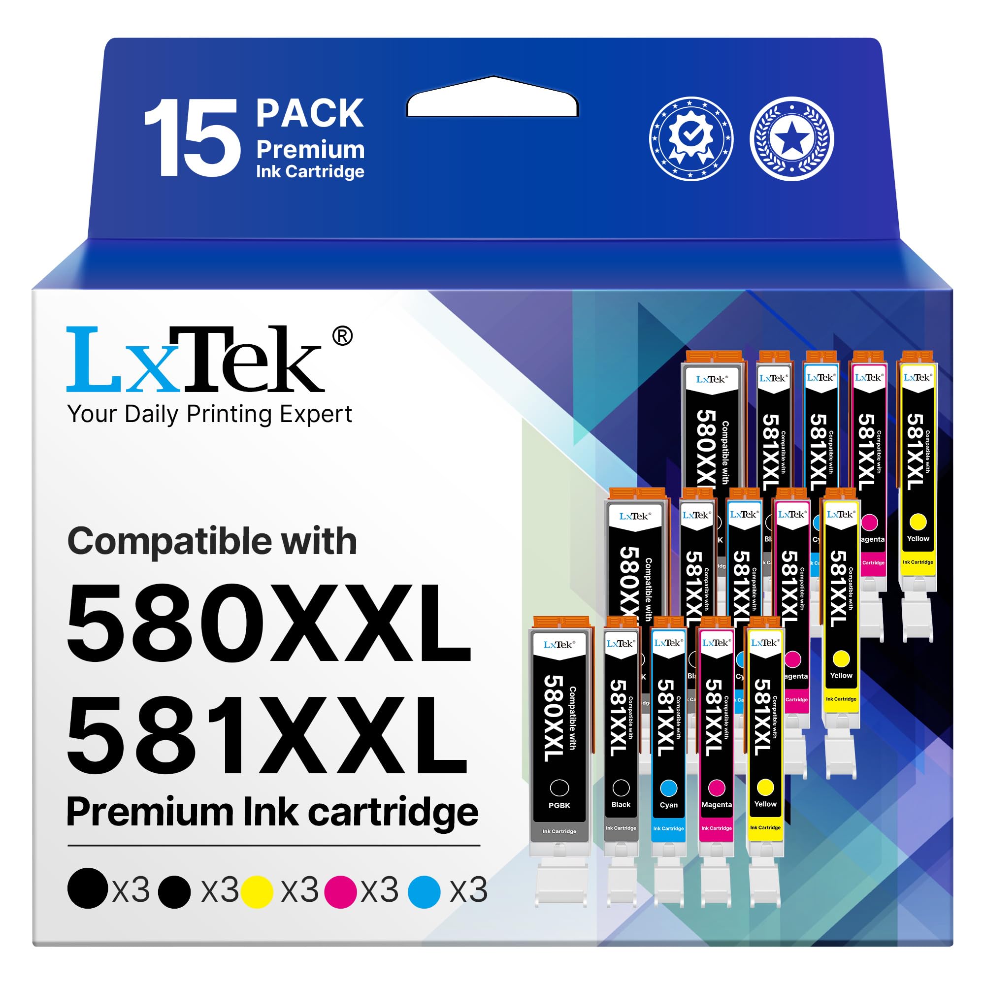 LxTek 560 561 Patronen Kompatibel für Canon TS5350i Patronen für Canon Druckerpatronen 560 561 für Canon 560 561 Patronen 560XL 561XL Druckerpatronen TS7450i TS5350a TS5351i (Schwarz Farbe, 2er-Pack)