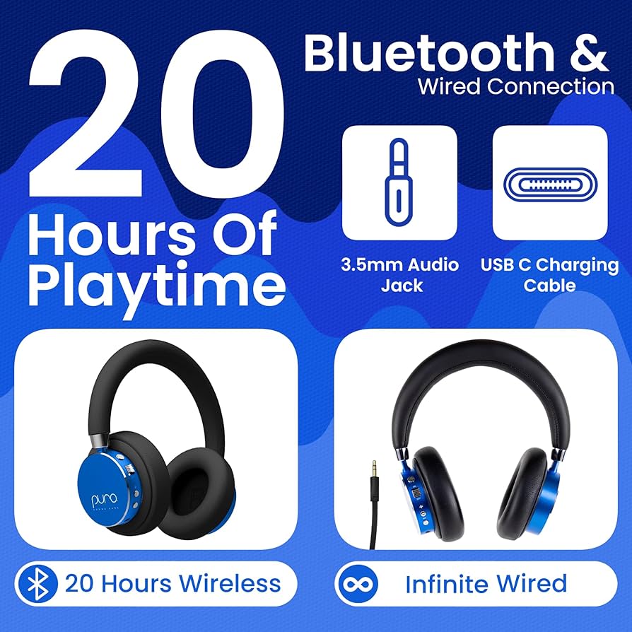 ヘッドホン PURO KIDS WIRELESS HEADPHONES BT2200-Plus Volume Limited Kids' Bluetooth Headphones – Puro