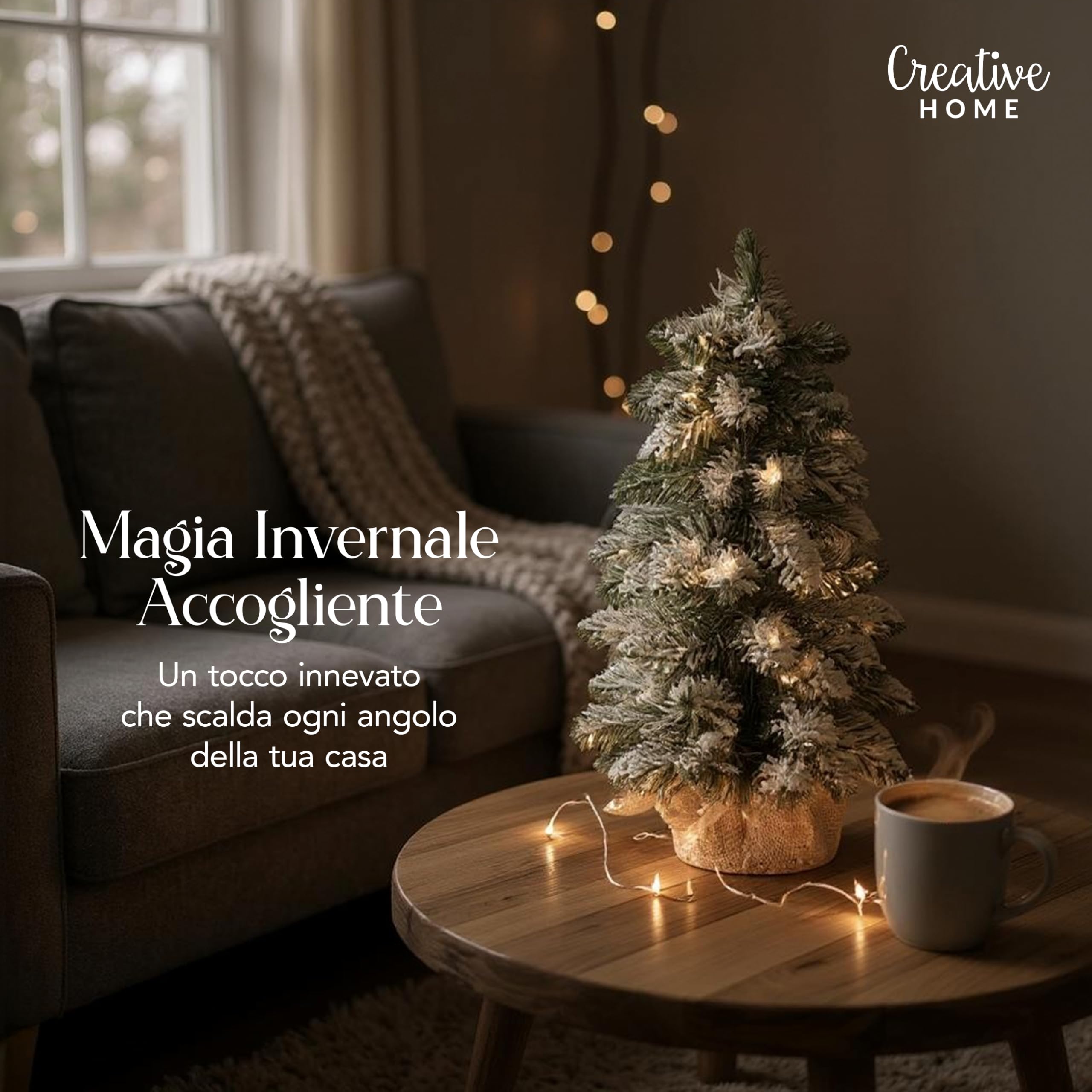 Creative Home Albero di Natale Artificiale Innevato con Effetto Neve | 40cm | Cono Piccolo Albero di Natale Salvaspazio | Alberi di Natale Piccoli per Tavolo, Ufficio | Regalo di Decorazione Fai-da-Te