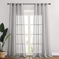 Vista 303 de NICETOWN Cortinas semitraslúcidas con textura de lino, con ojales, tratamiento de ventanas, cortinas verticales de lino con filtro de luz para sala