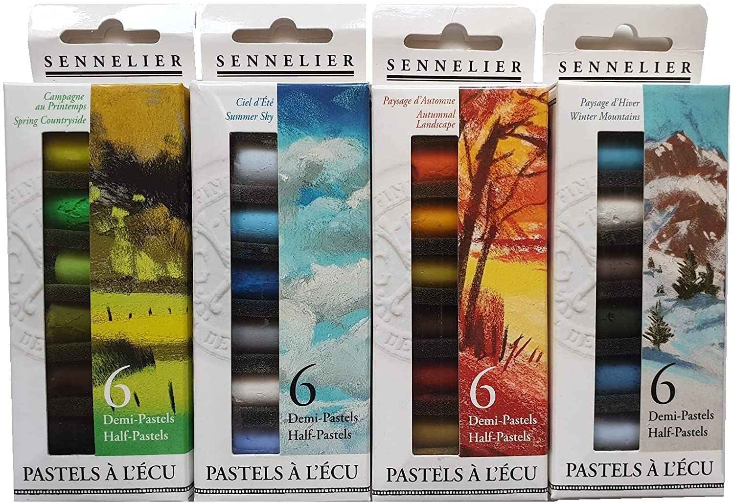 Sennelier 24 pół suchych pasteli, pastele szkolne, krajobraz 4 pory roku + 1płódź