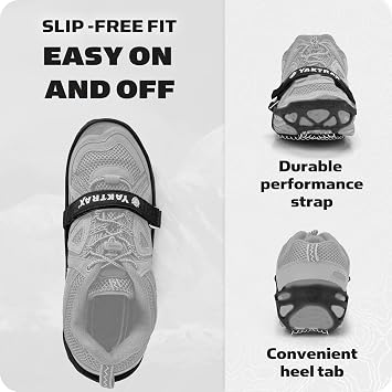 Yaktrax Pro Traction Cleats - 360-Degree Grip on Snow, Ice, Multi-Terrain Surfaces - Elastic Outer Band w/Easy-On/Off Heel Tab & 1.4mm Stainless Steel Coils - Abrasion Resistant - Unisex