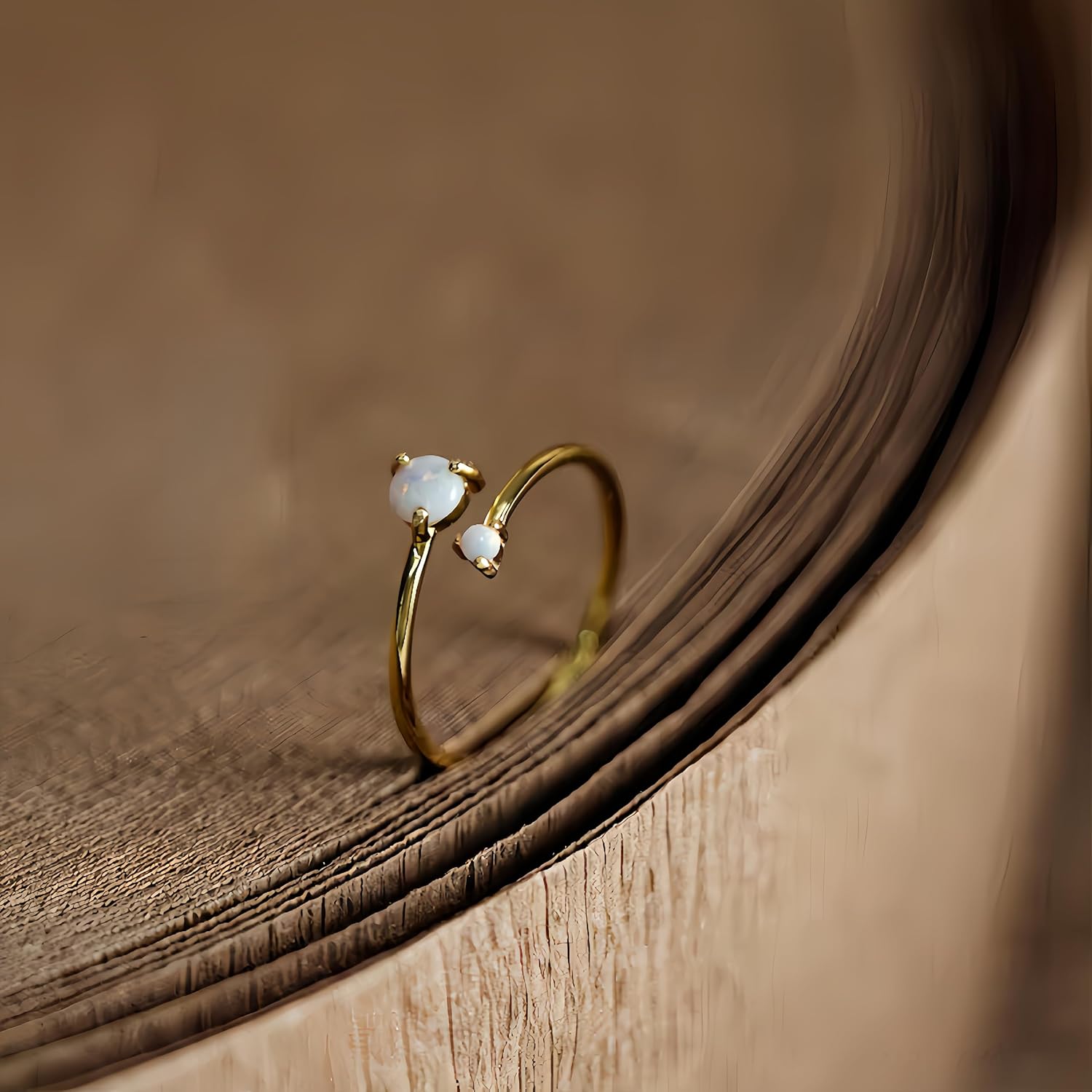 Adjustable Opal Ring -925 Sterling Silver Double Opal Minimalist Stacking Ring, Dainty Opal Gemstone Jewelry for Women, Ideal Gift for Engagement/Birthday/Anniversary - Image 6