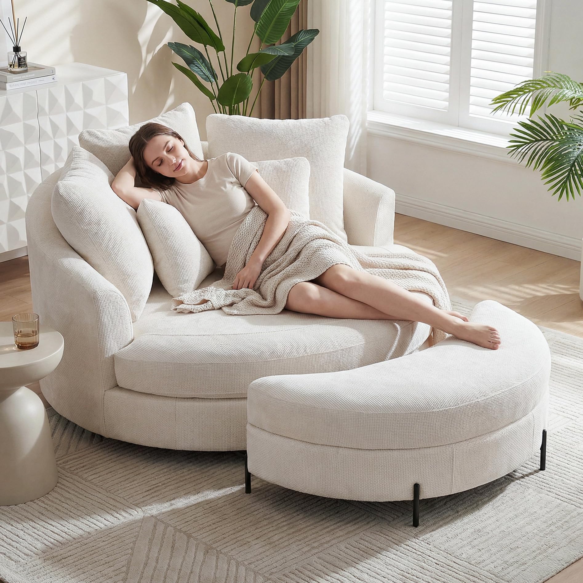 Aoiy & Wifon 59.8 Oversized Barrel Chair