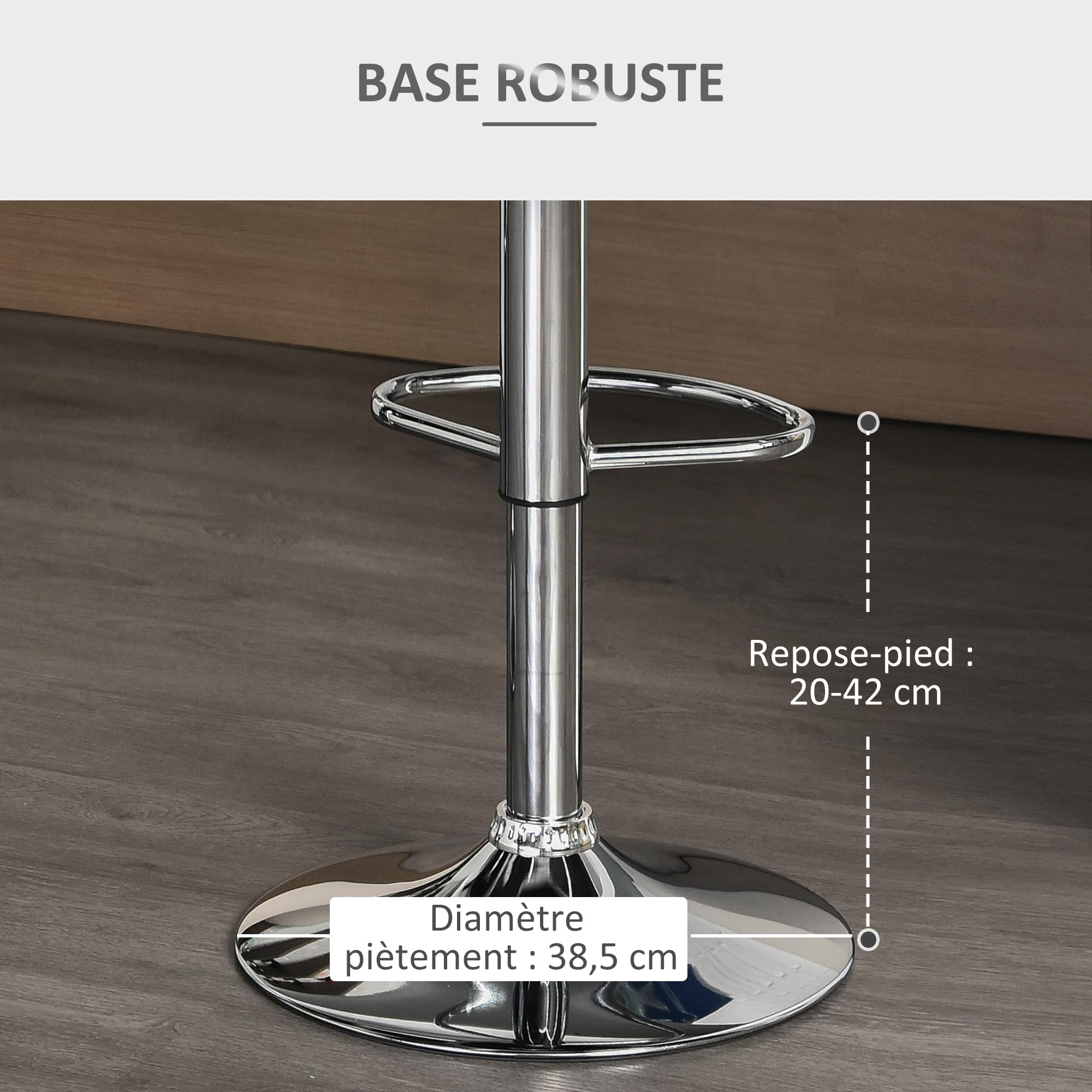 HOMCOM Lot de 2 Tabourets de Bar Design Contemporain, Pivotants 360° Gris