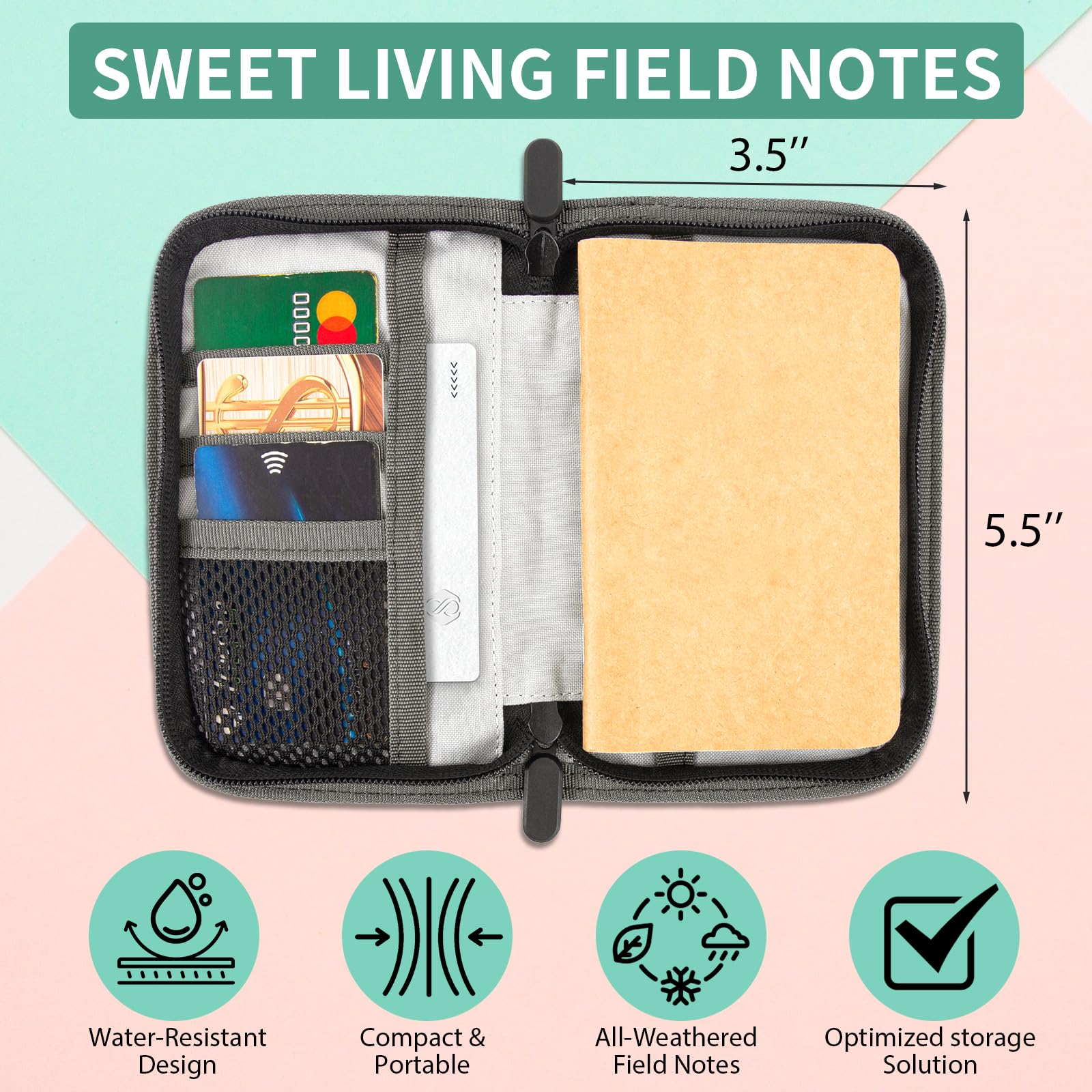 Notebook Cover- Used for Field Notes Notebooks Pocket Notebook 3.5" x 5.5" - Image 3