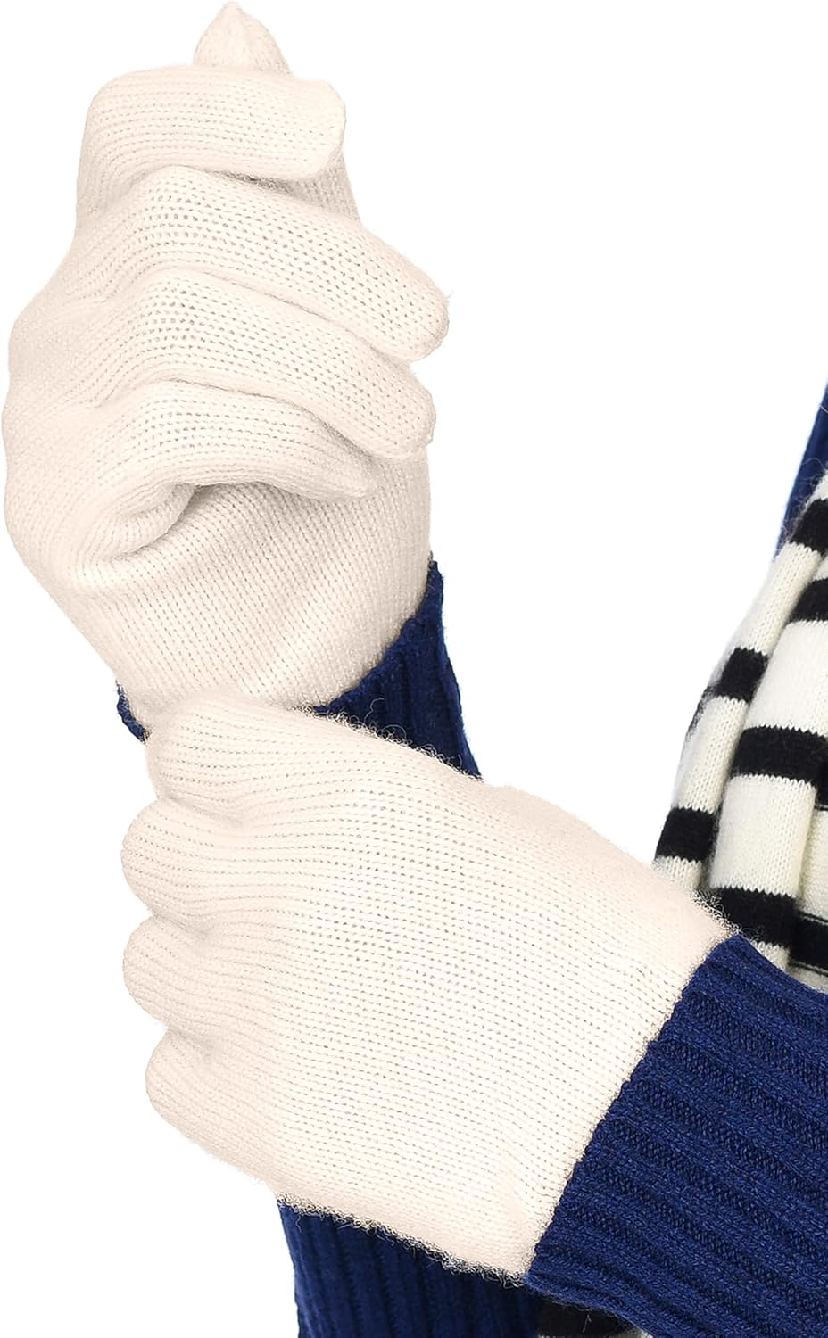 State Cashmere Classic Jersey Knit Gloves 100% Pure Cashmere Ribbed Cuffs - Image 2