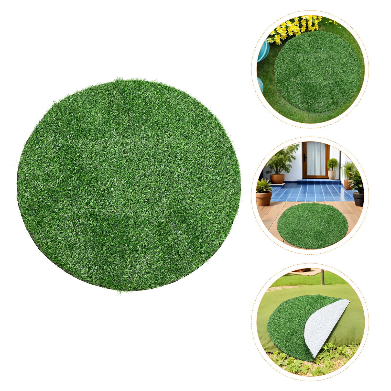 Kisangel Gazon Artificiel Rond 90 CM Diamètre 25 MM Épaisseur Tapis de Propreté pour Chien Utilisation Extérieure et Intérieure