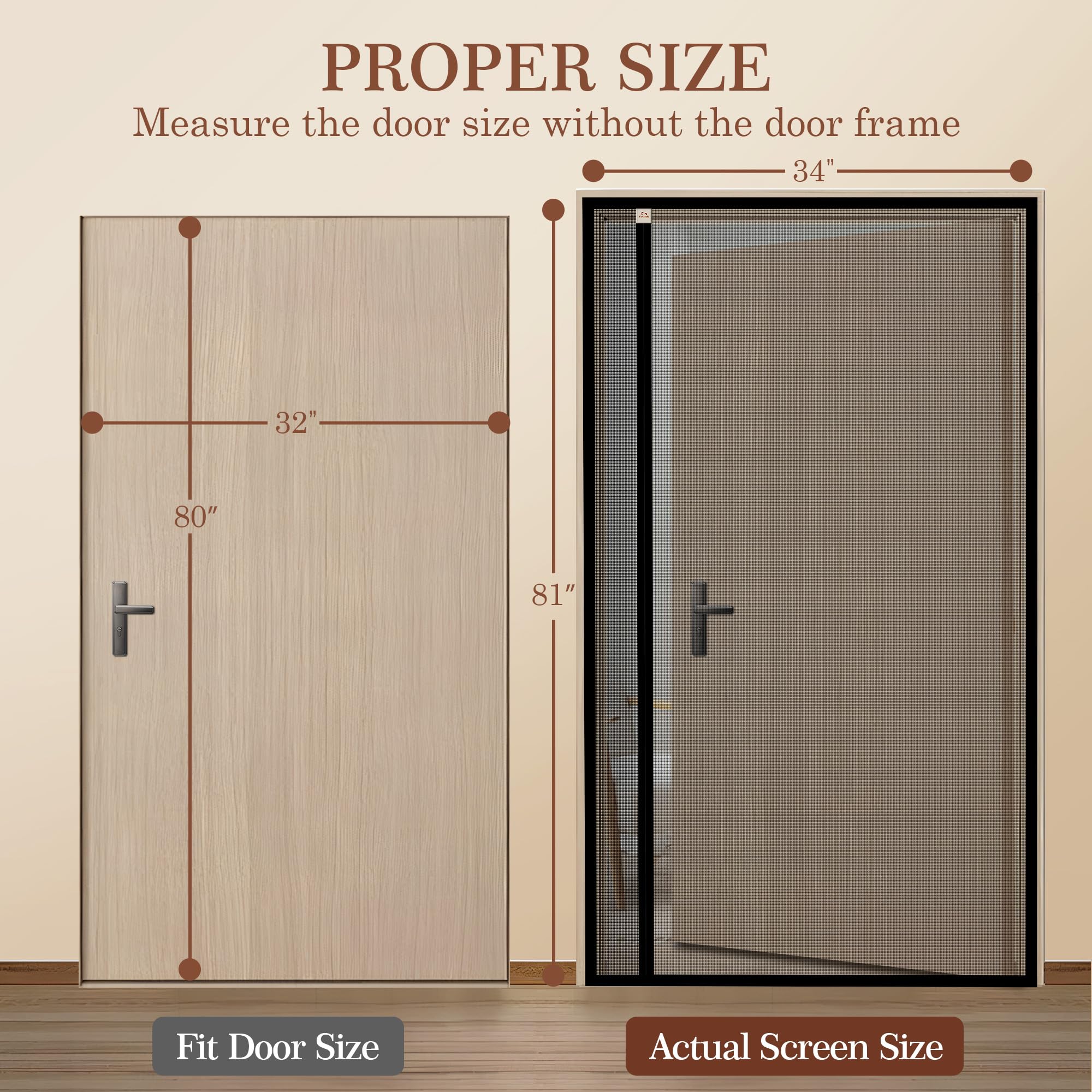 yotache Yotache Magnetic Screen Door, Reversible Left Right Side Opening Fits Door Size 32 x 80, Heavy Duty Polyester Mesh with Self-Closing for Sliding & Patio, Pet & Kid Friendly in use