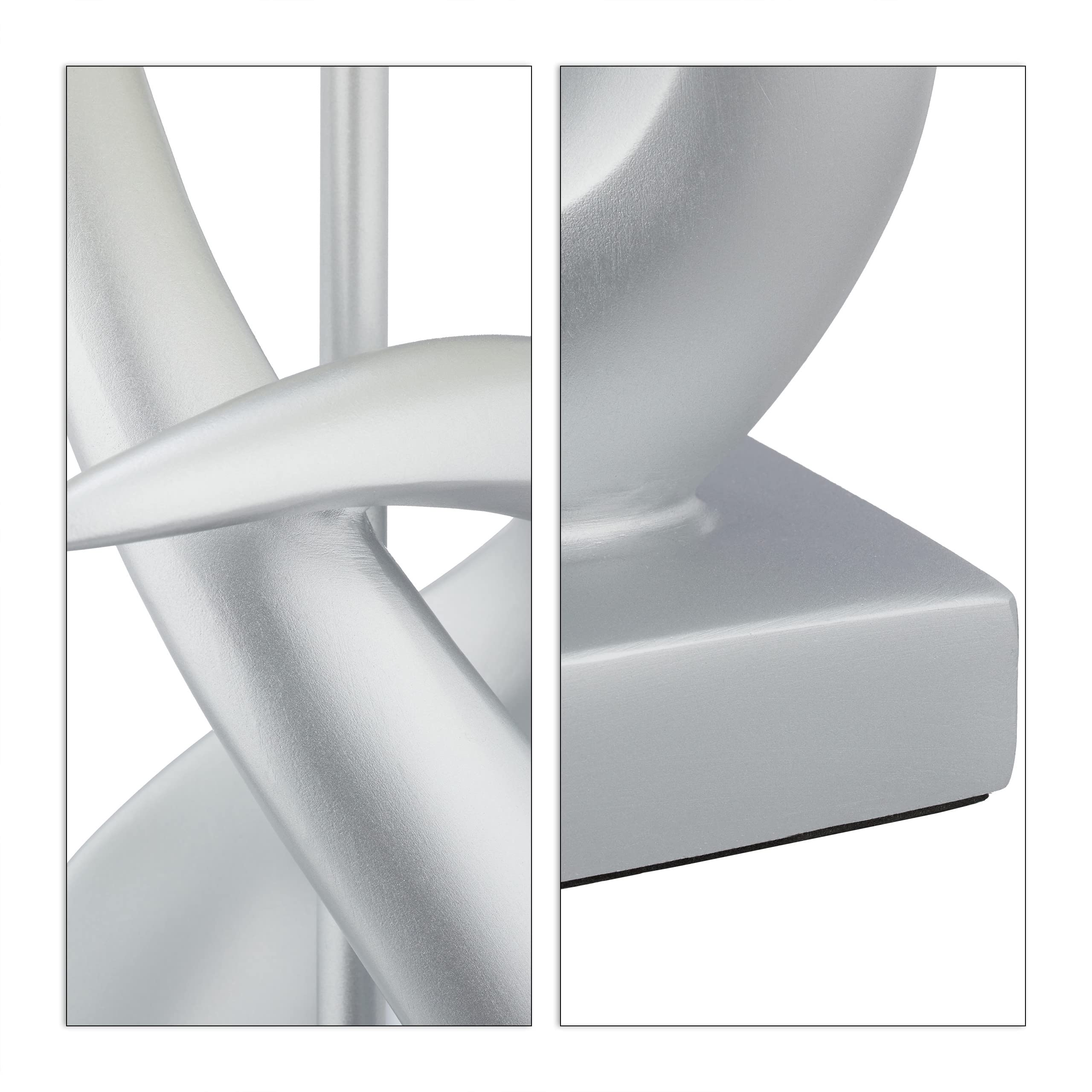 Relaxdays Lampada da Tavolo, Moderna, Design Elegante, Paralume in Stoffa, E27, Decorazione, 50 x 25 cm, Argento/bianco