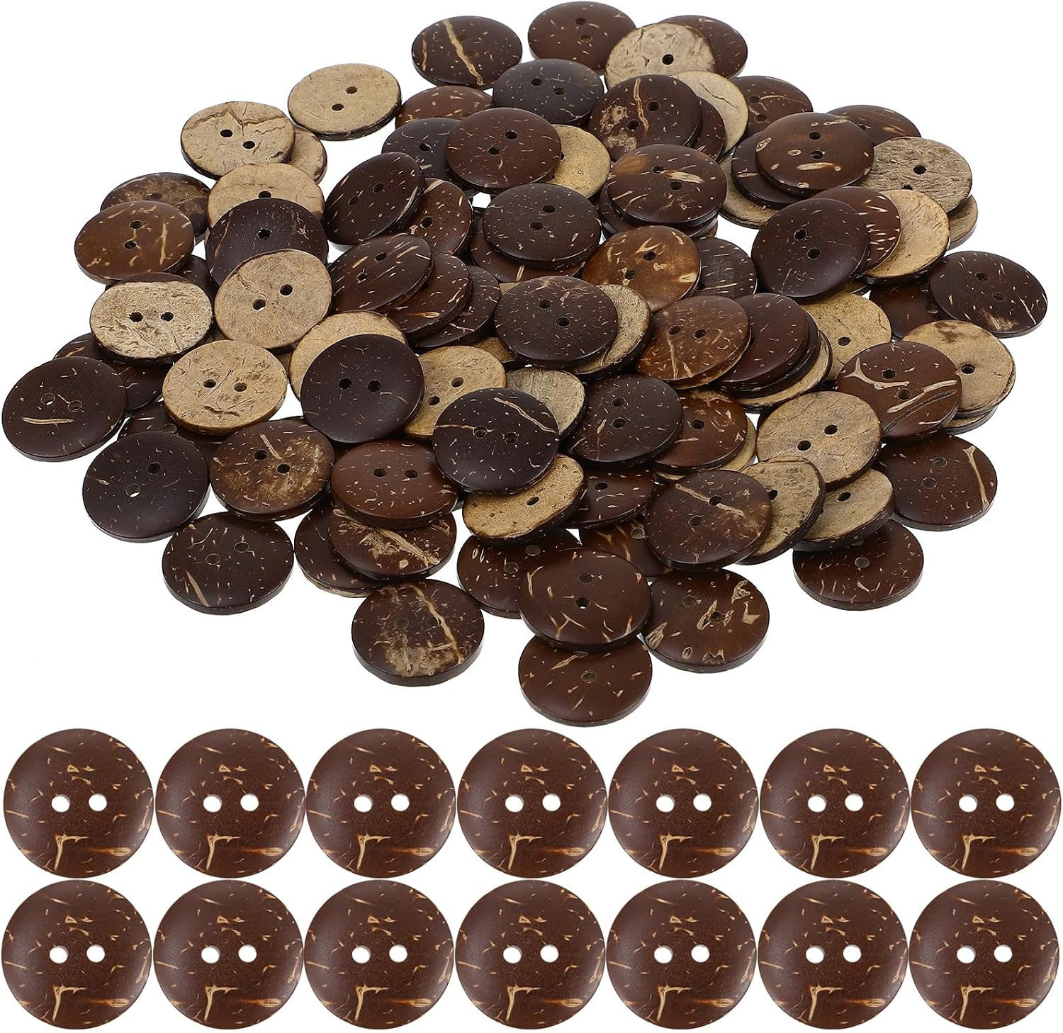 Holibanna 100Pcs Coconut Shell Two-Hole Buttons 20Mm DIY Craft Buttons for Sewing Clothing Replacement Eco-Friendly for Handmade Garments