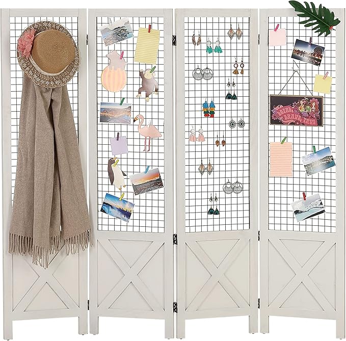 Wnutrees 4 Panel Gridwall Display, Portable Freestanding Display Board for Craft