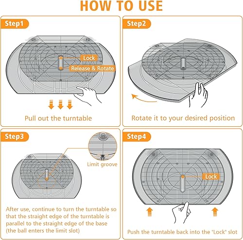 Miniatura 5 de Lazy Susan Organizador para refrigerador, mesa giratoria rectangular para condimentos, estante de almacenamiento giratorio transparente para