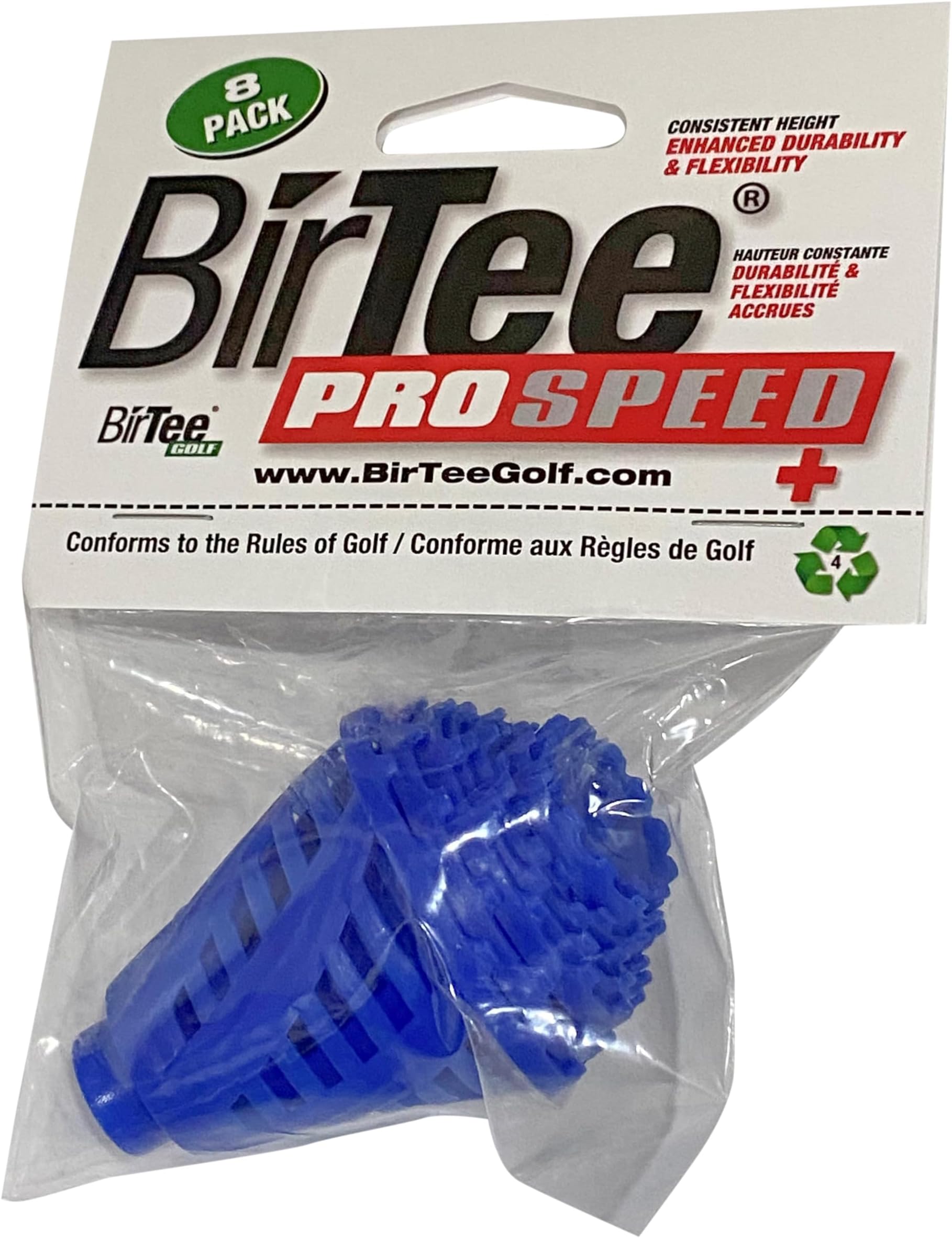 BirTeeGolf Tees - PRO Speed PLUS with Flexibility & Durability - 8 Pack. Indoor Golf Tees/Golf Simulator Tees/Winter Plastic Golf Tees