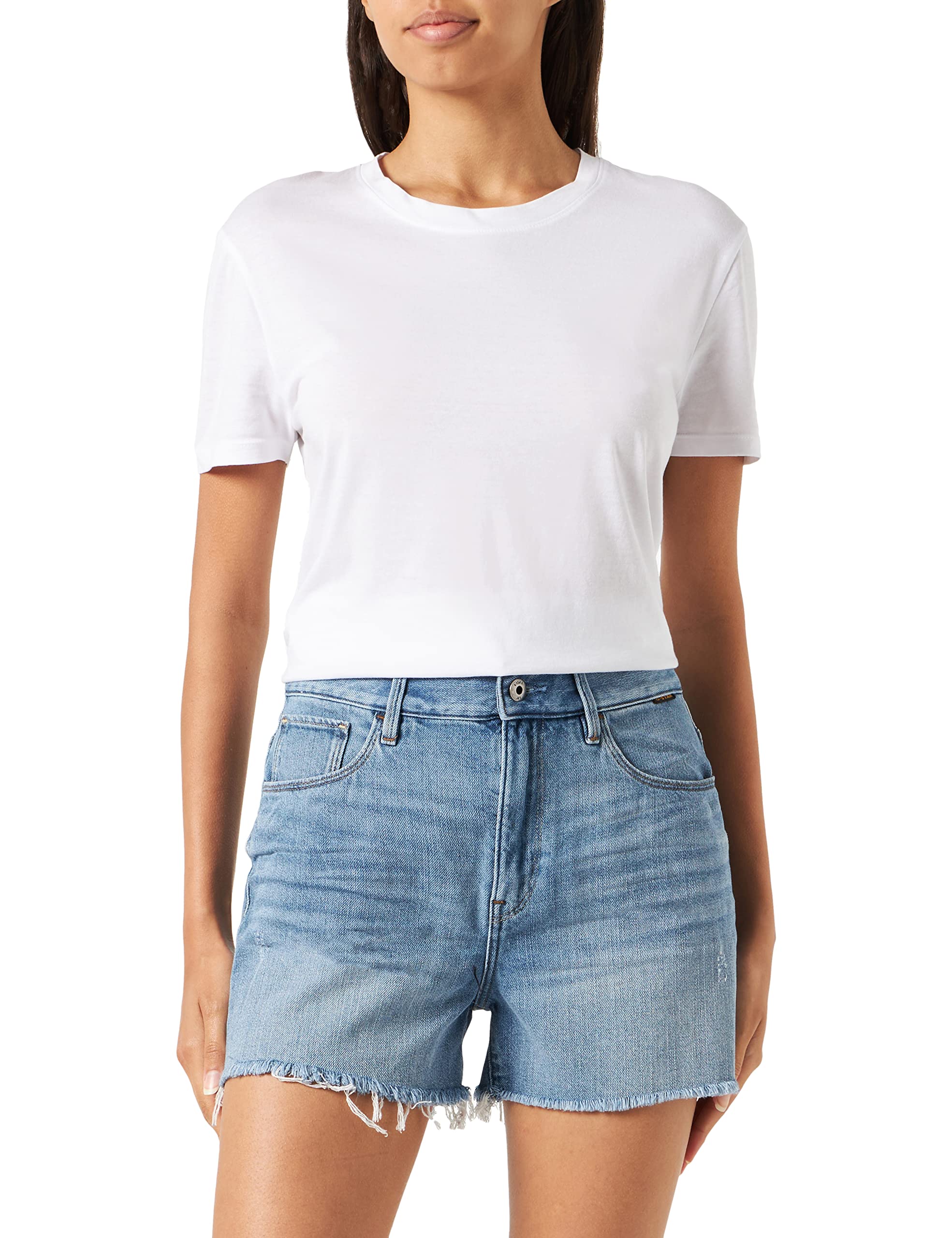 G-STAR RAW Women's 3301 Ripped Shorts, Blue (lt aged D24008-8973-424), 27