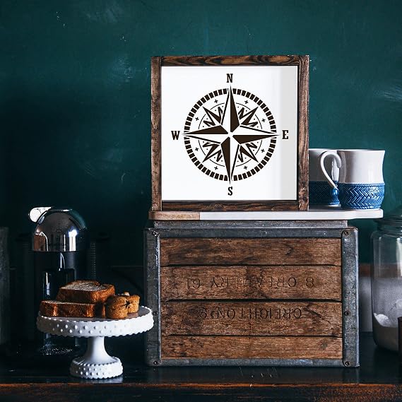 Compass Rose Stencil - Ocean and Large Compass Design for Nautical Decor