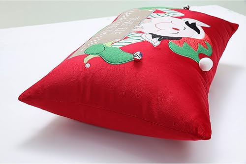 Miniatura 4 de Pillow Perfect Indoor The Elf Made Me Do It Christmas - Almohada lumbar rectangular roja, 13 x 19 pulgadas