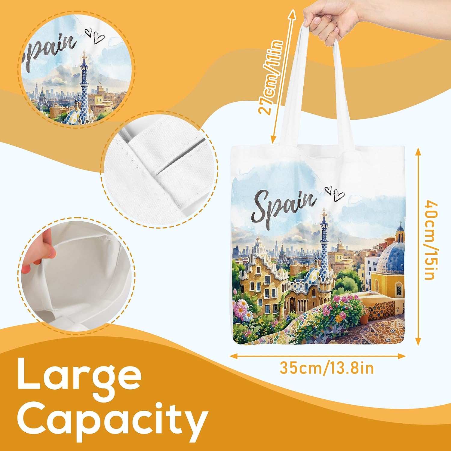 Sitsink Europe Travel Souvenirs Gifts Tote Bags Reusable Grocery Bags London Paris Switzerland Gifts for Women